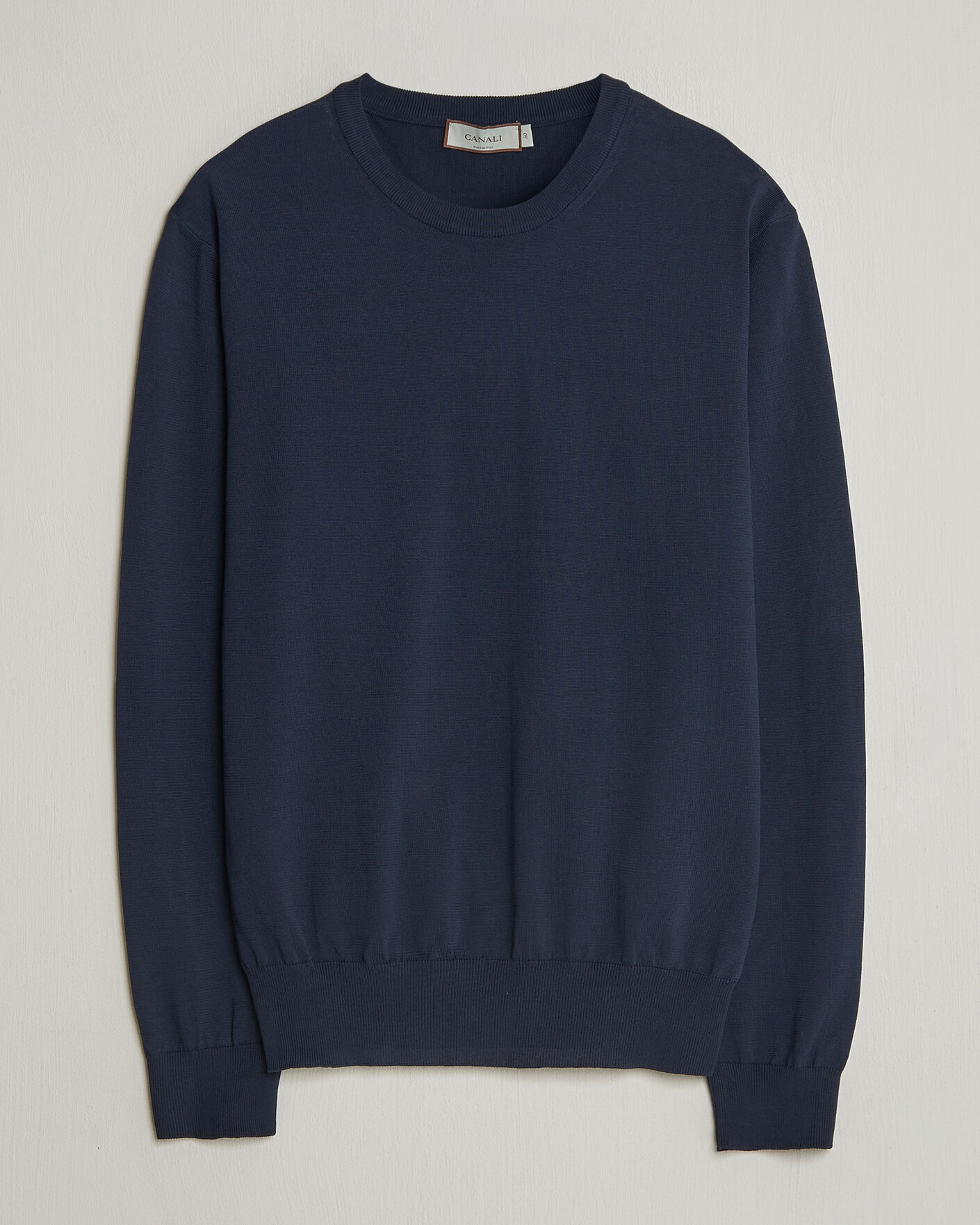 Herre | Gensere | Canali | Cotton Crew Neck Pullover Navy