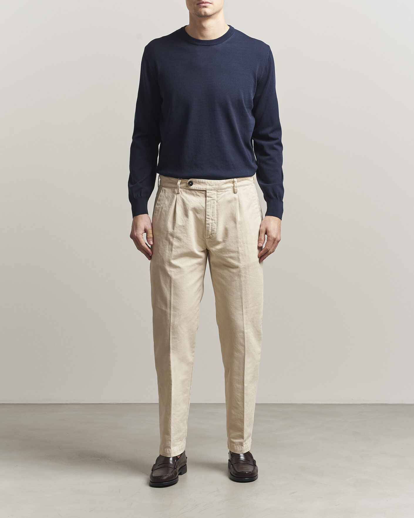 Herre | Gensere | Canali | Cotton Crew Neck Pullover Navy