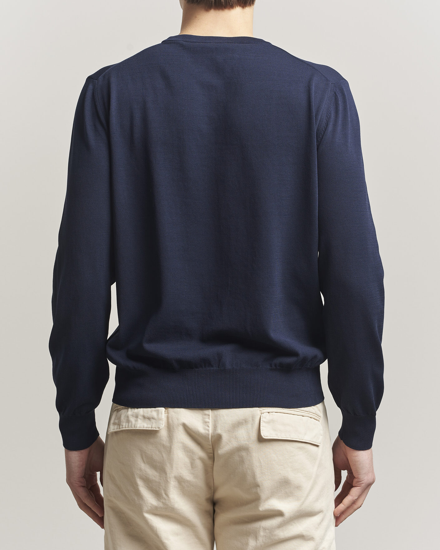 Herre | Gensere | Canali | Cotton Crew Neck Pullover Navy