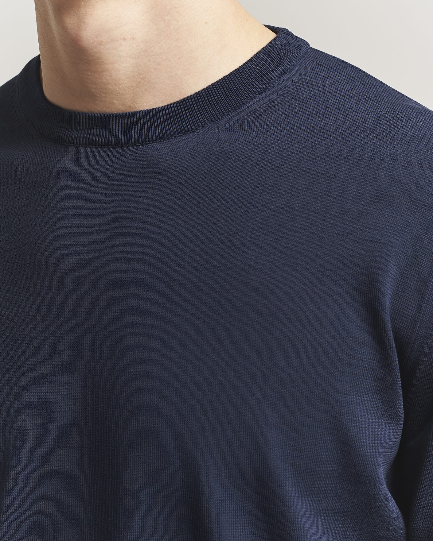 Herre | Gensere | Canali | Cotton Crew Neck Pullover Navy