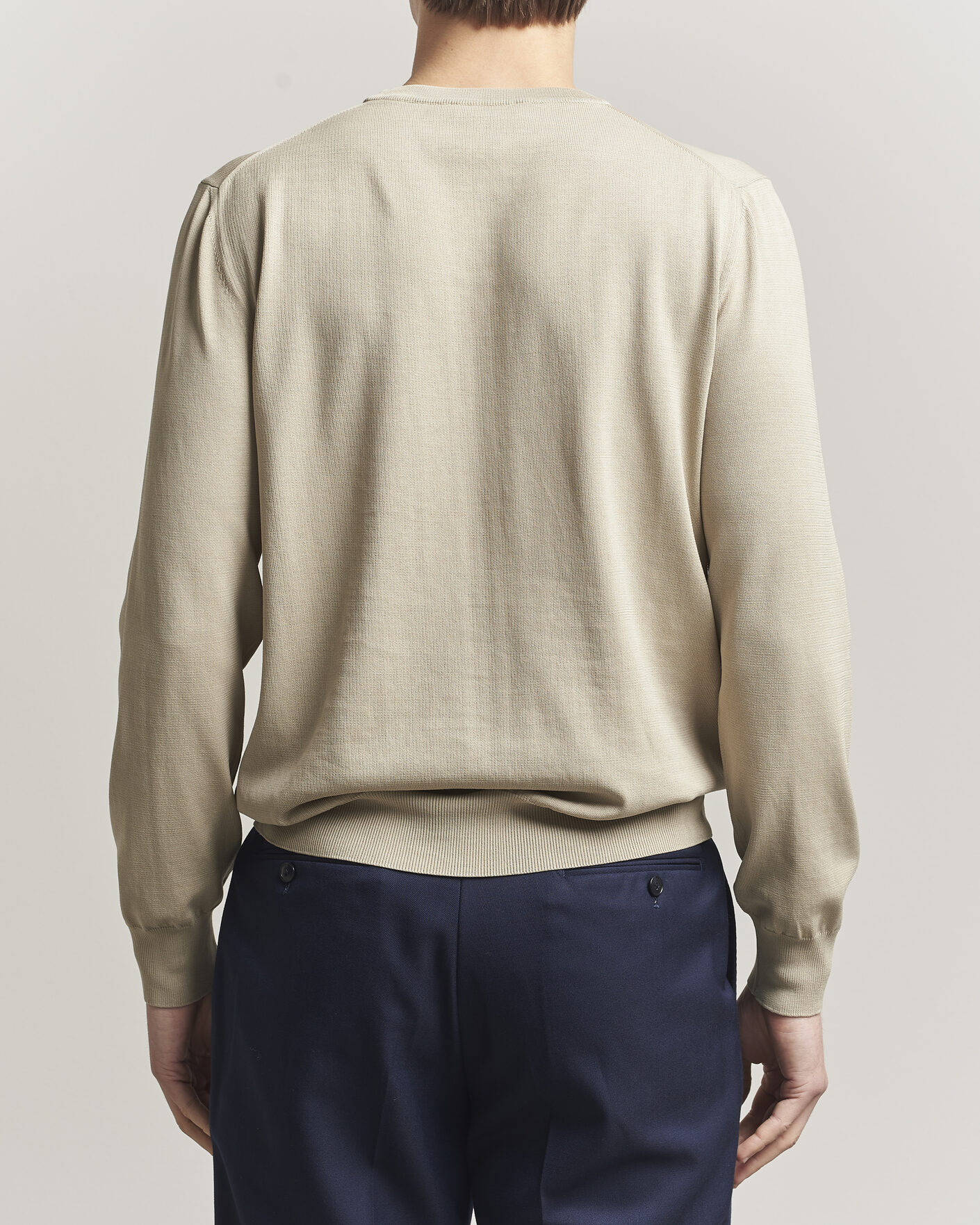 Herre | Gensere | Canali | Cotton Crew Neck Pullover Beige