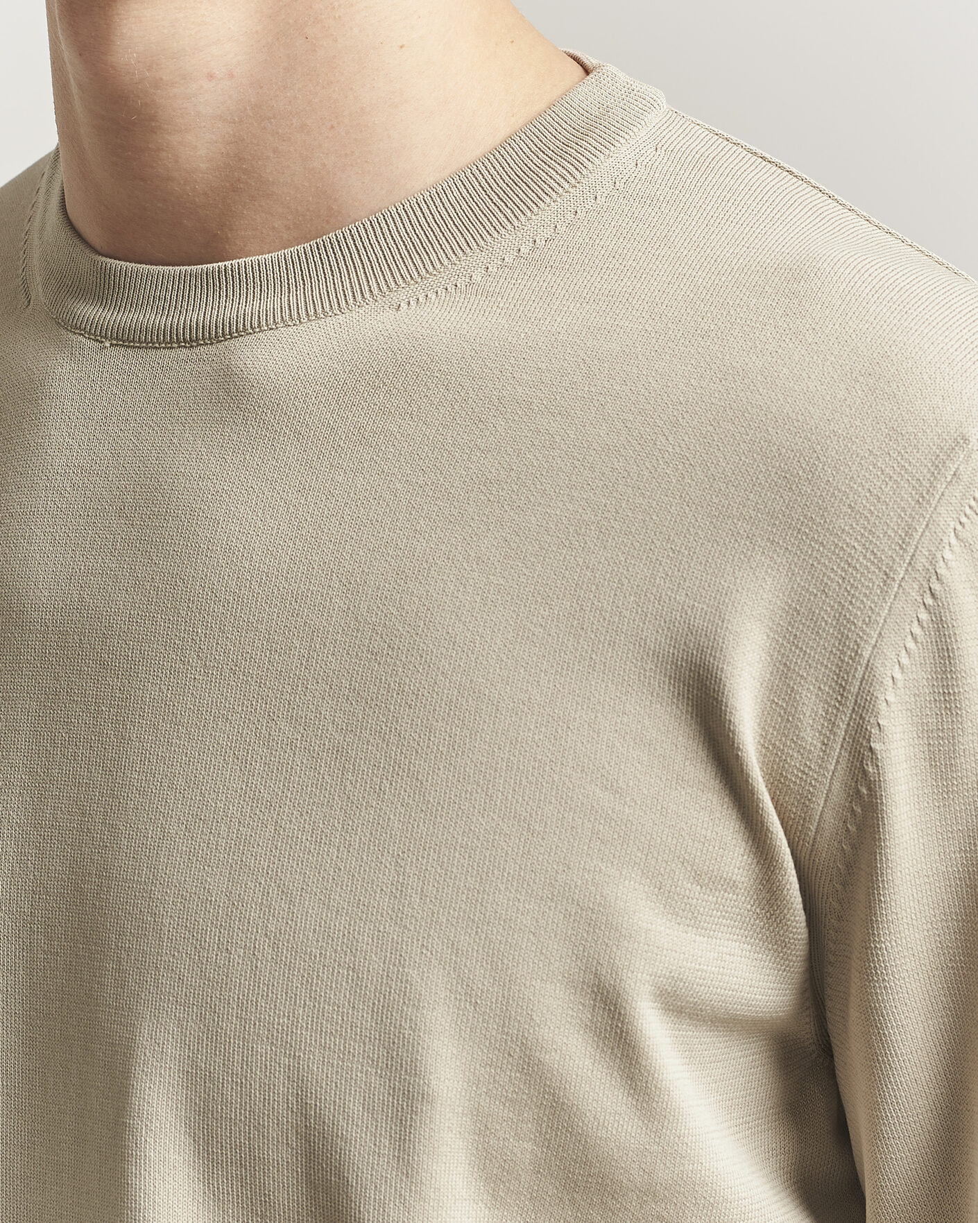 Herre | Gensere | Canali | Cotton Crew Neck Pullover Beige