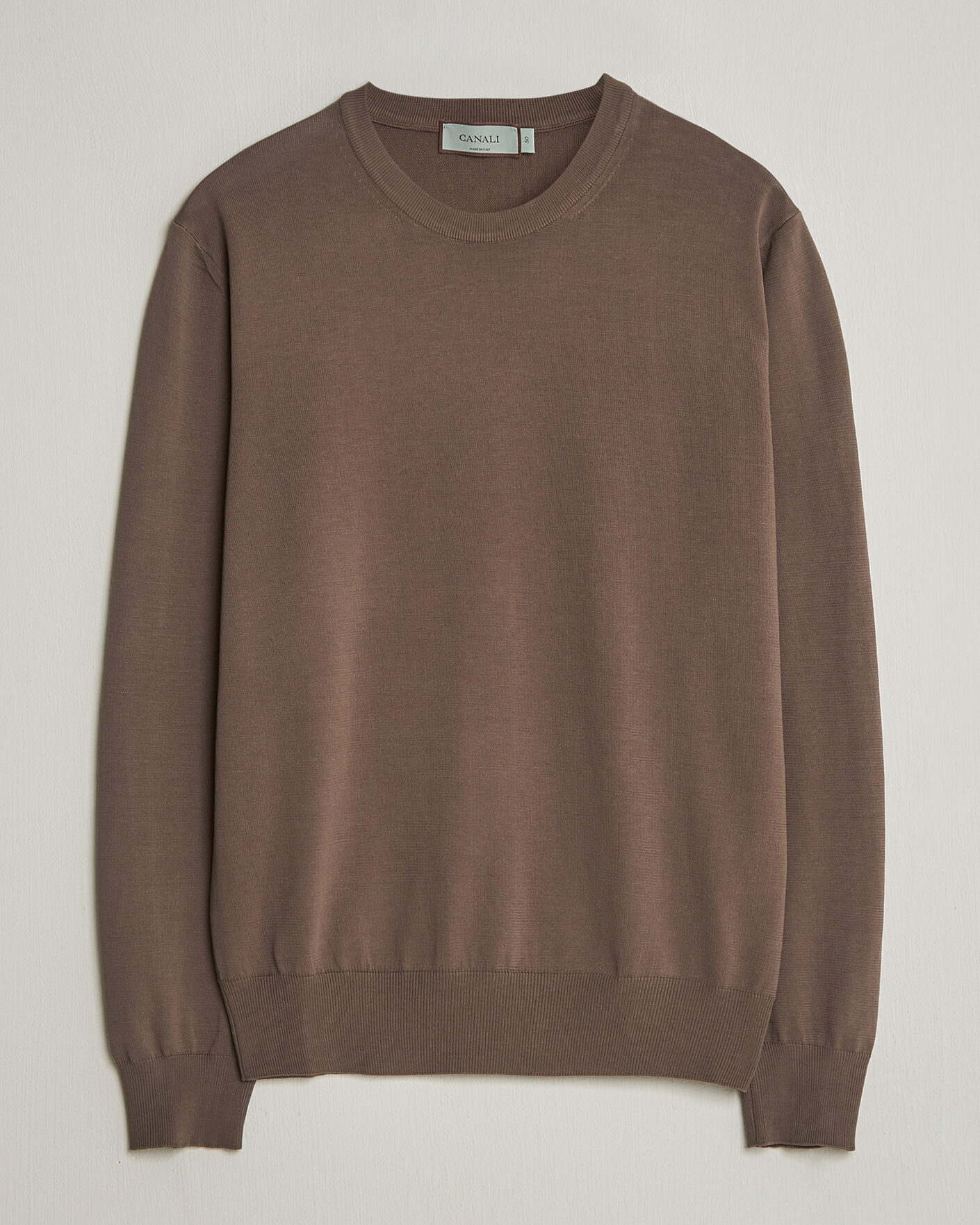Herre | Gensere | Canali | Cotton Crew Neck Pullover Brown