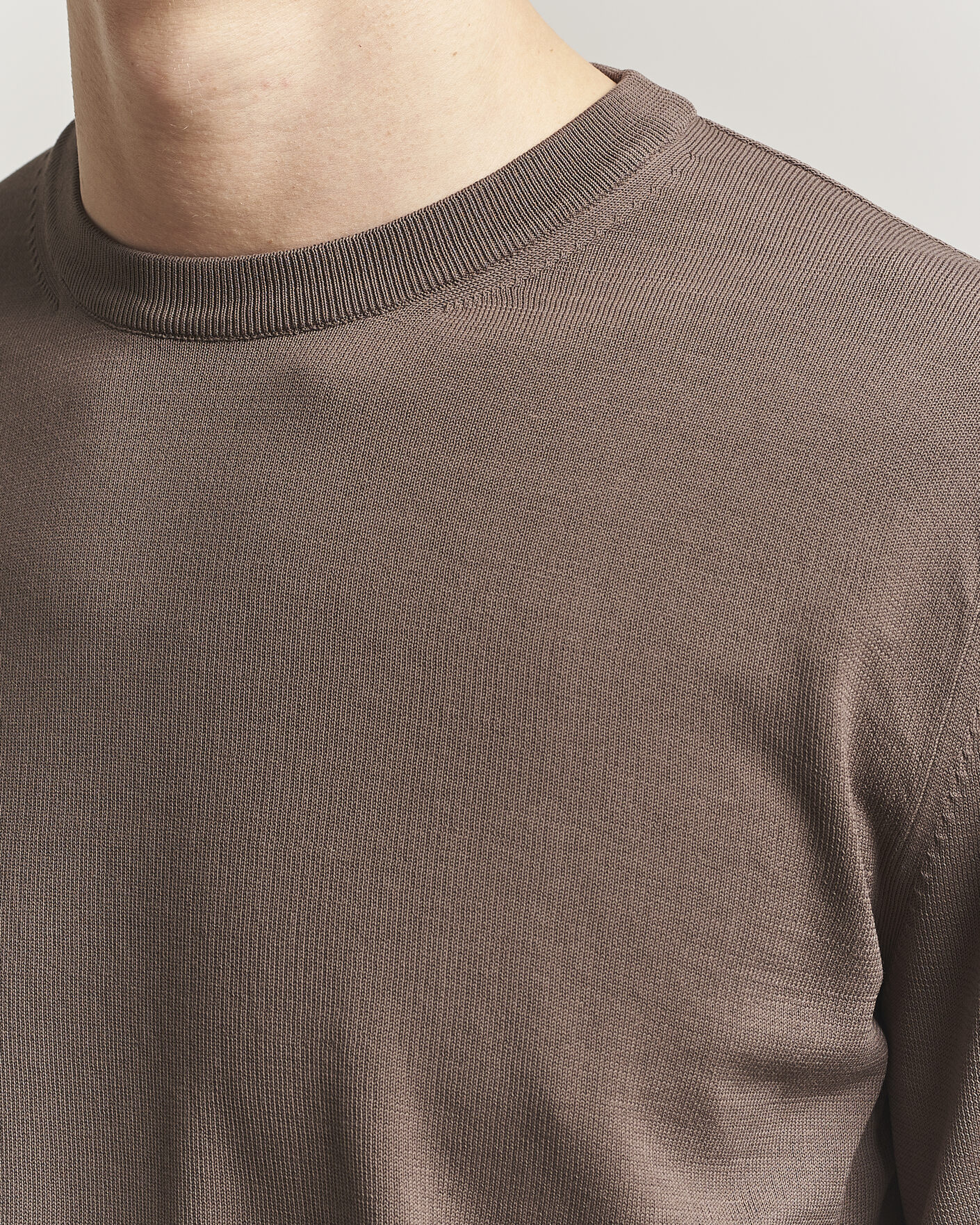 Herre | Gensere | Canali | Cotton Crew Neck Pullover Brown