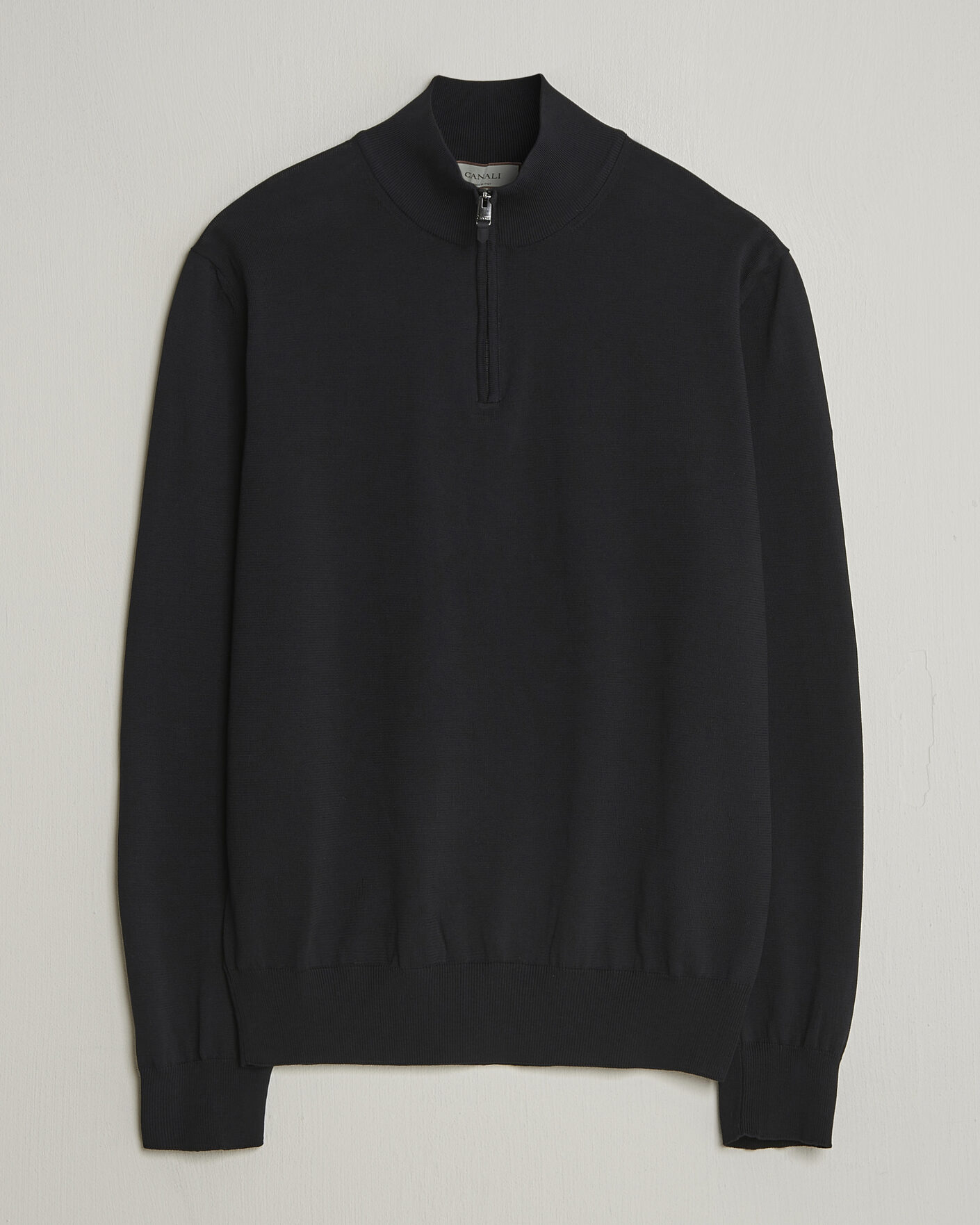 Herre | Gensere | Canali | Cotton Half Zip Black