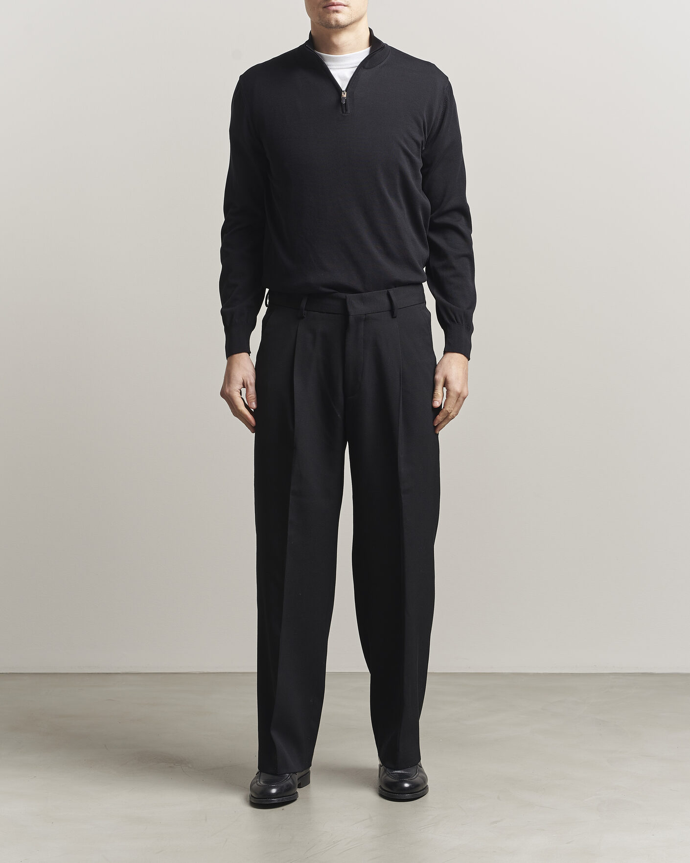 Herre | Gensere | Canali | Cotton Half Zip Black
