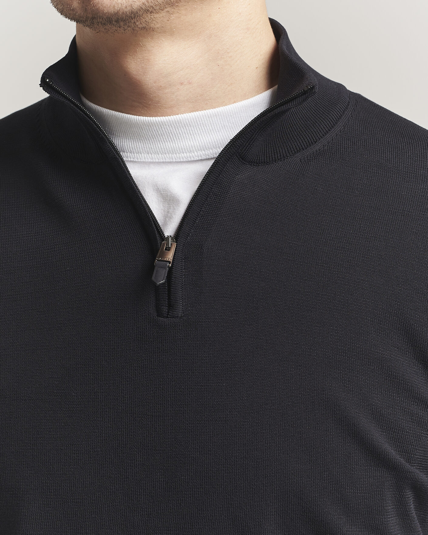 Herre | Gensere | Canali | Cotton Half Zip Black
