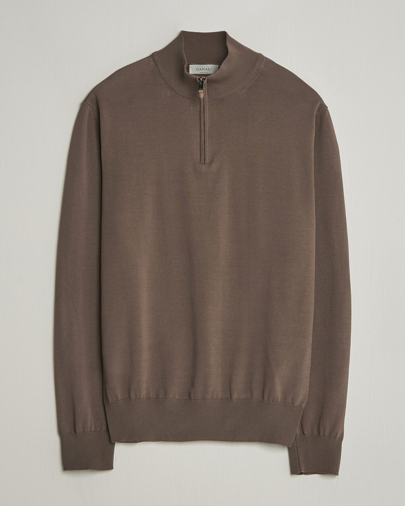 Herre | Gensere | Canali | Cotton Half Zip Brown