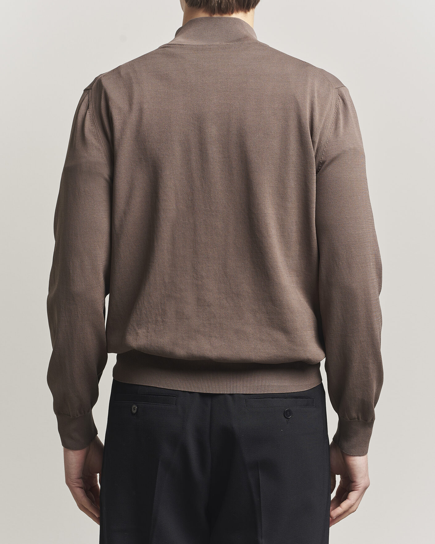 Herre | Gensere | Canali | Cotton Half Zip Brown