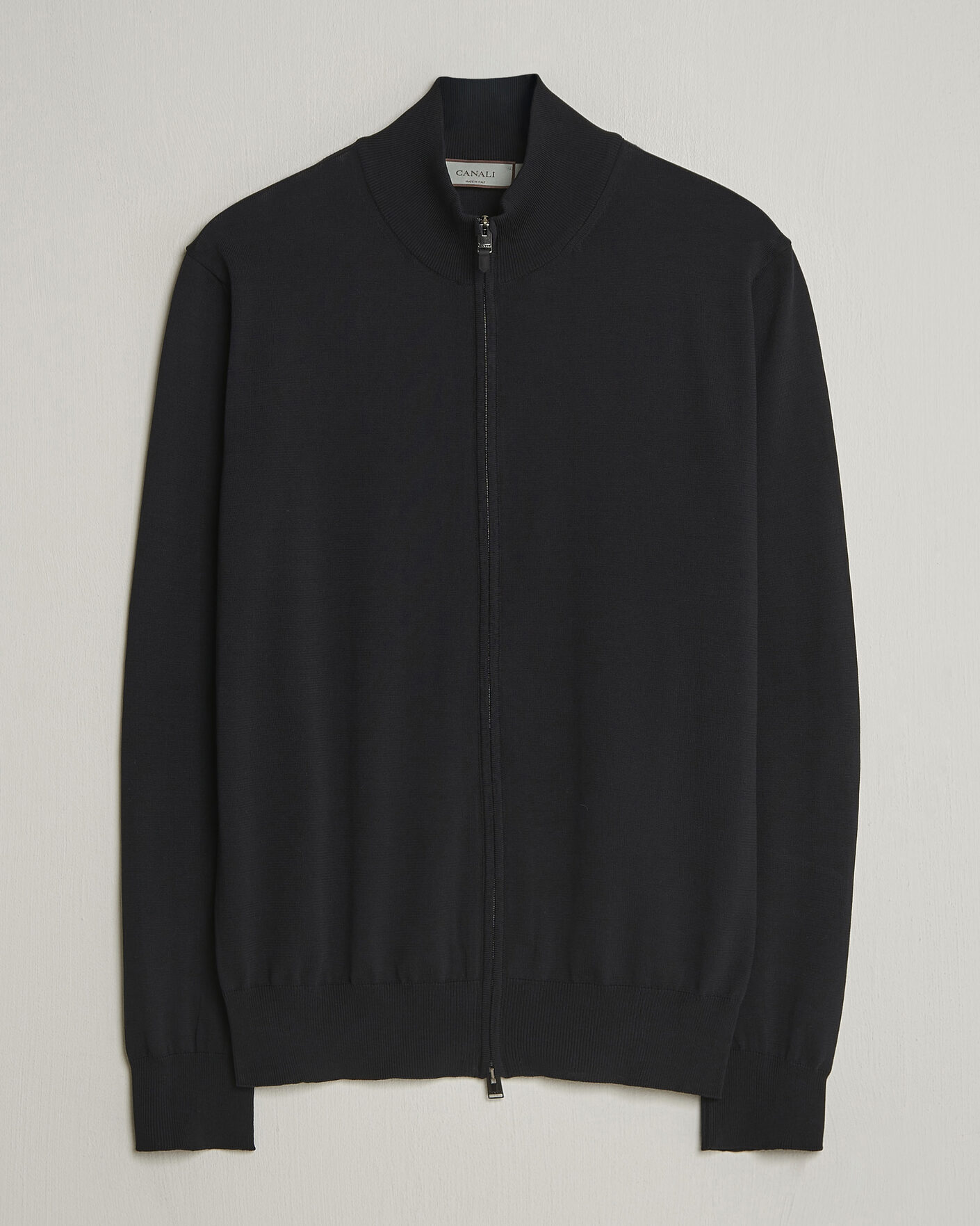 Herre | Gensere | Canali | Cotton Full Zip Black