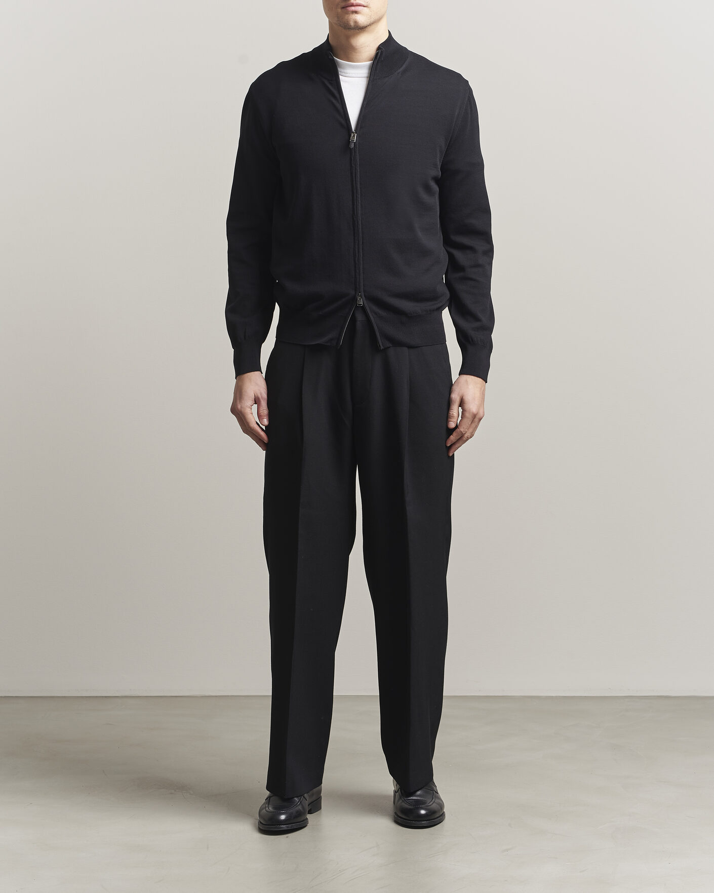 Herre | Gensere | Canali | Cotton Full Zip Black