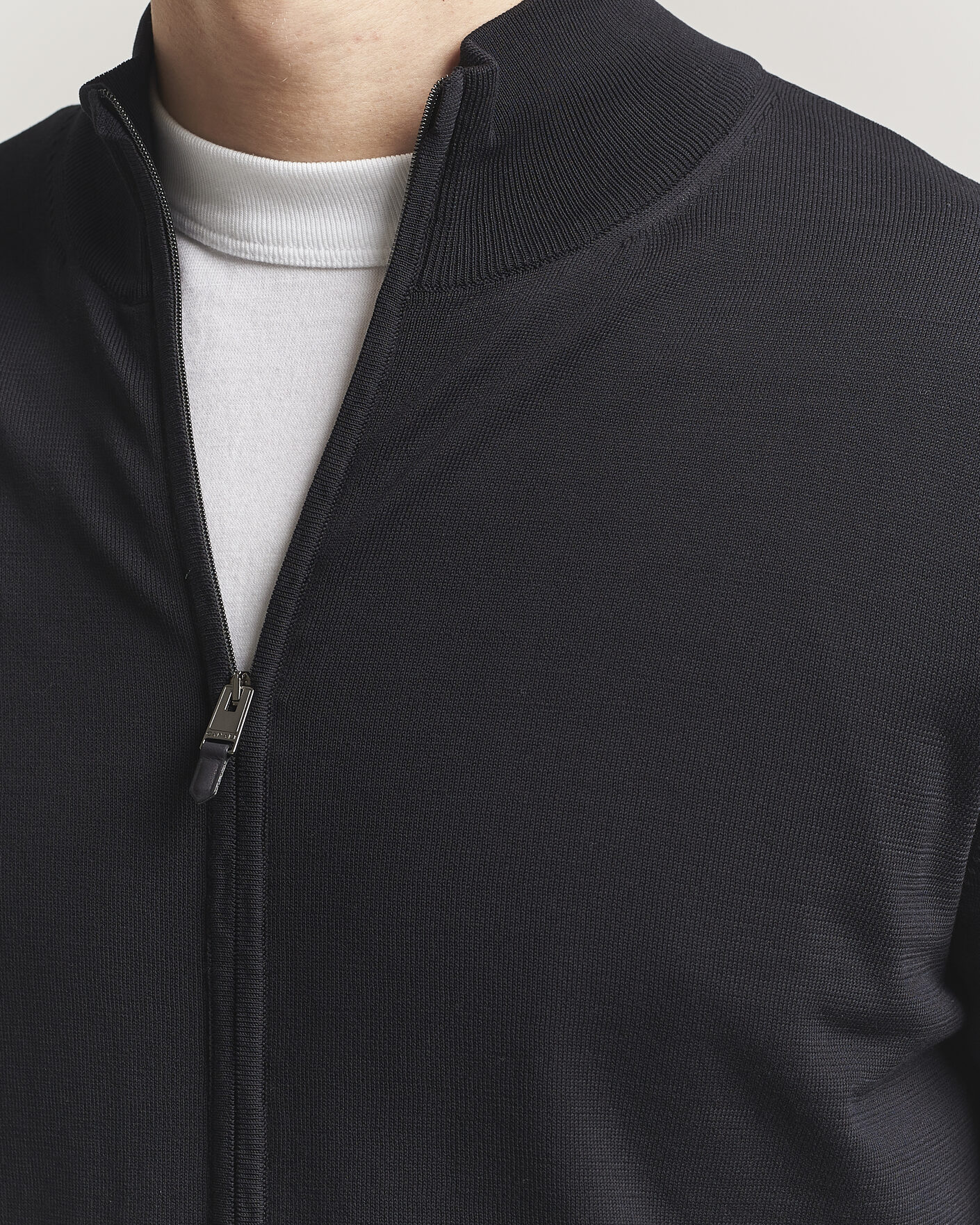 Herre | Gensere | Canali | Cotton Full Zip Black