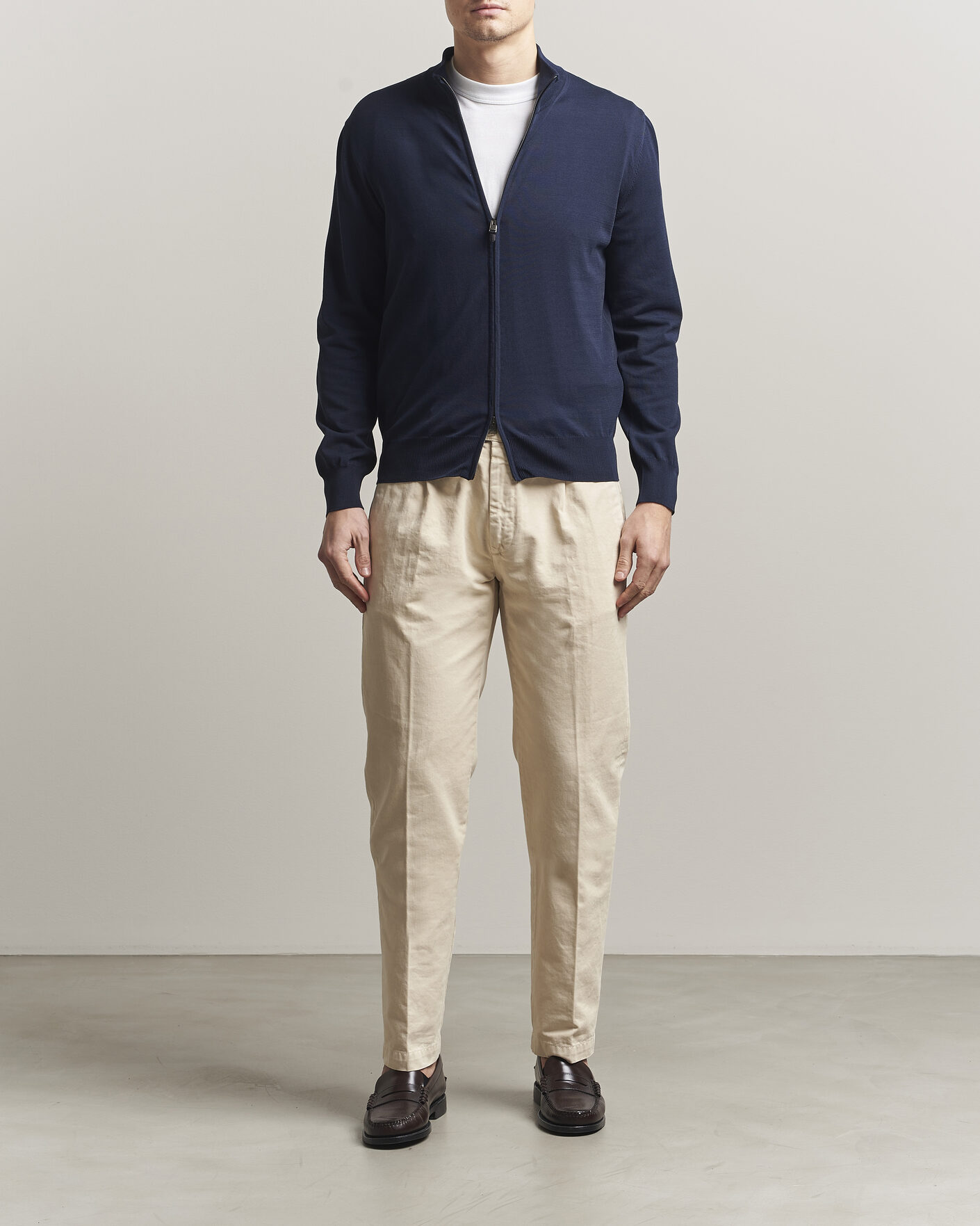 Herre | Gensere | Canali | Cotton Full Zip Navy