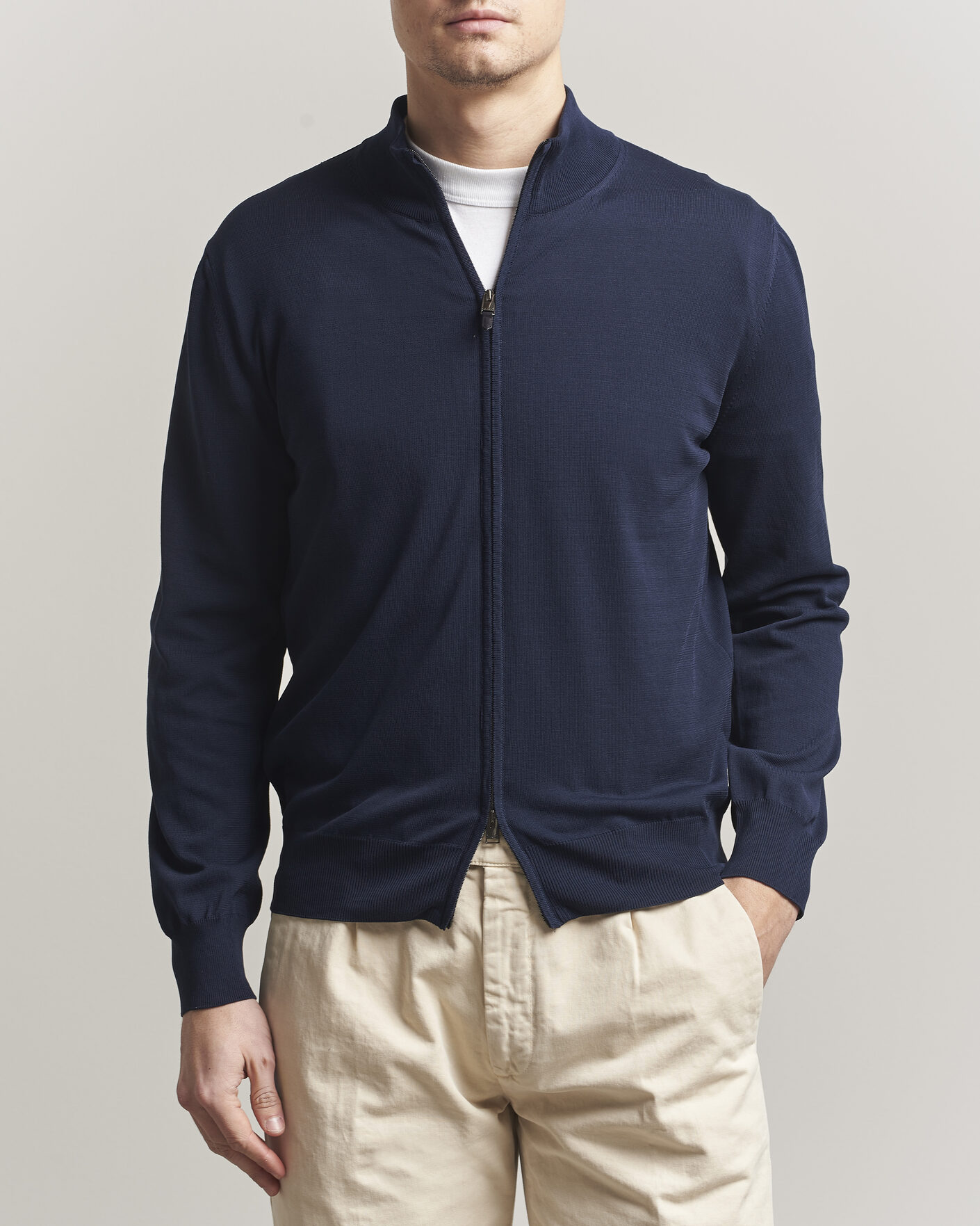Herre | Gensere | Canali | Cotton Full Zip Navy