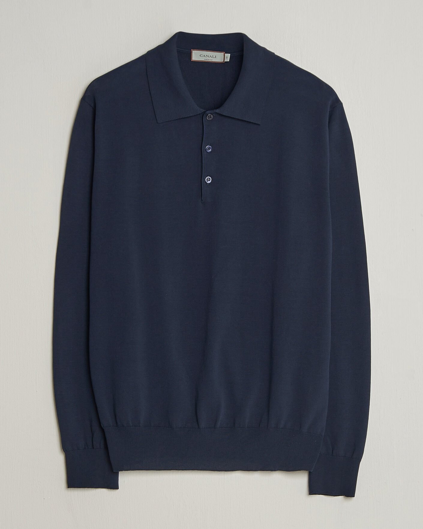 Herre | Gensere | Canali | Cotton Long Sleeve Polo Navy