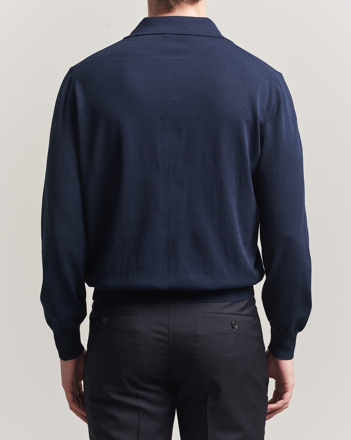 Herre | Gensere | Canali | Cotton Long Sleeve Polo Navy