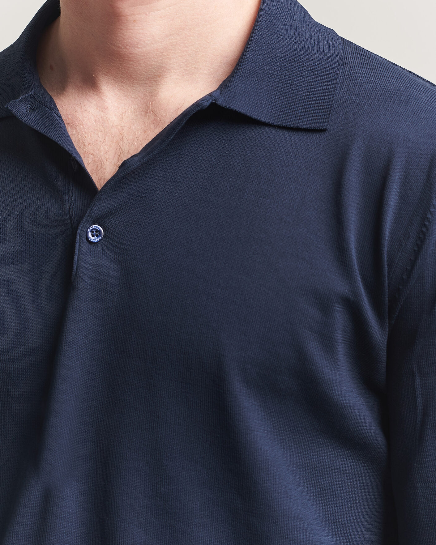 Herre | Gensere | Canali | Cotton Long Sleeve Polo Navy