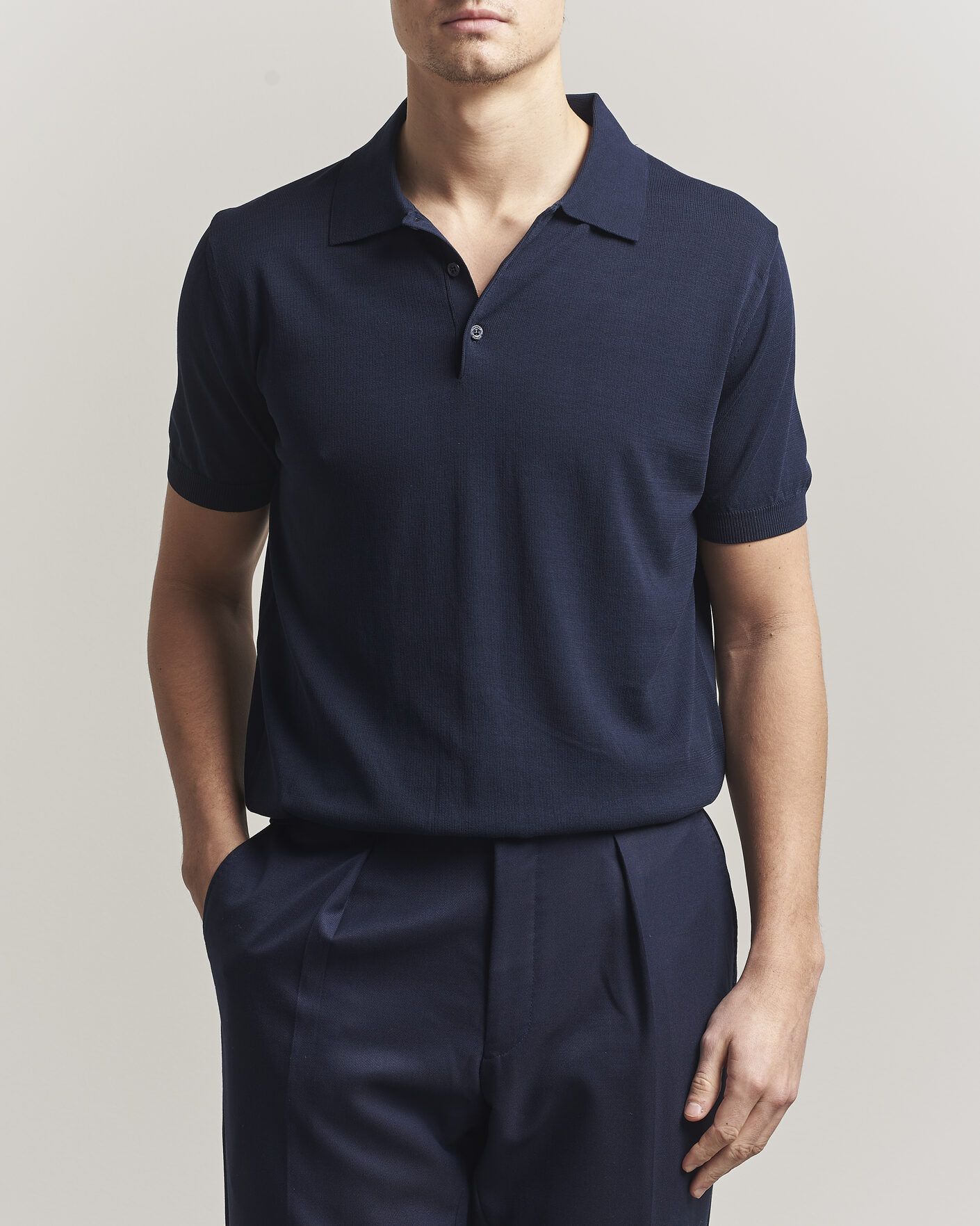 Herre | Pikéer | Canali | Cotton Short Sleeve Polo Navy