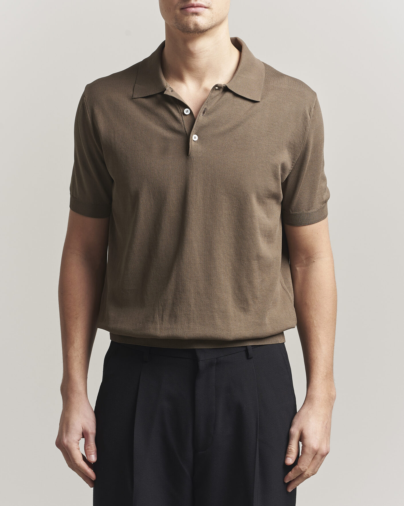 Herre | Pikéer | Canali | Cotton Short Sleeve Polo Brown