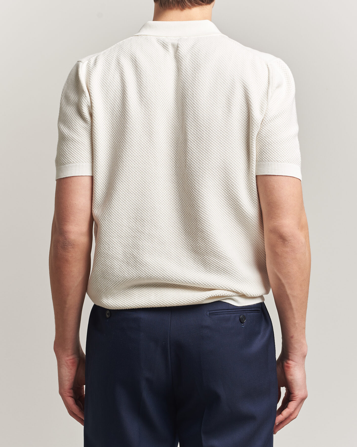 Herre | Pikéer | Canali | Textured Knit Short Sleeve Polo Off White