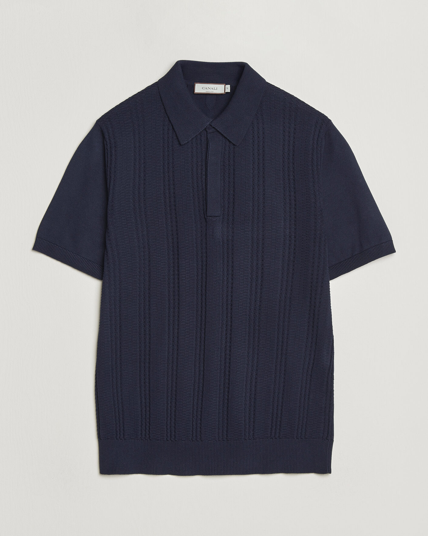 Herre | Pikéer | Canali | Jacquard Short Sleeve Polo Navy