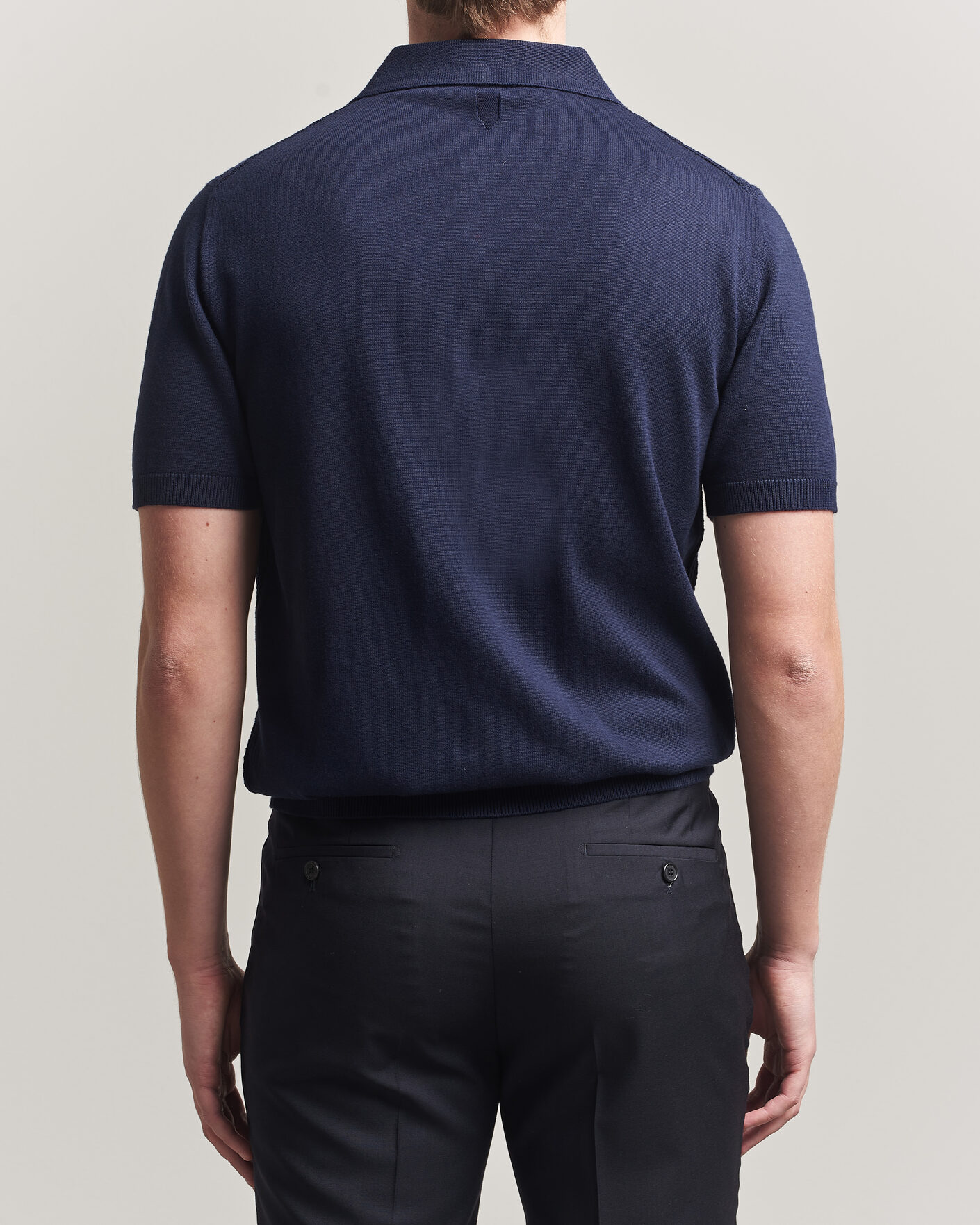 Herre | Pikéer | Canali | Jacquard Short Sleeve Polo Navy