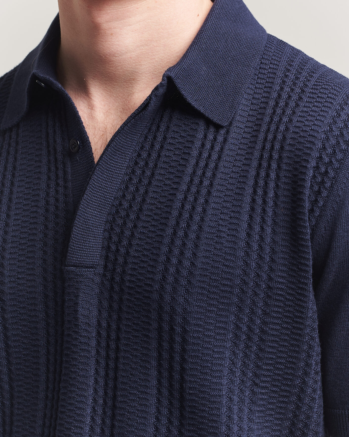 Herre | Pikéer | Canali | Jacquard Short Sleeve Polo Navy