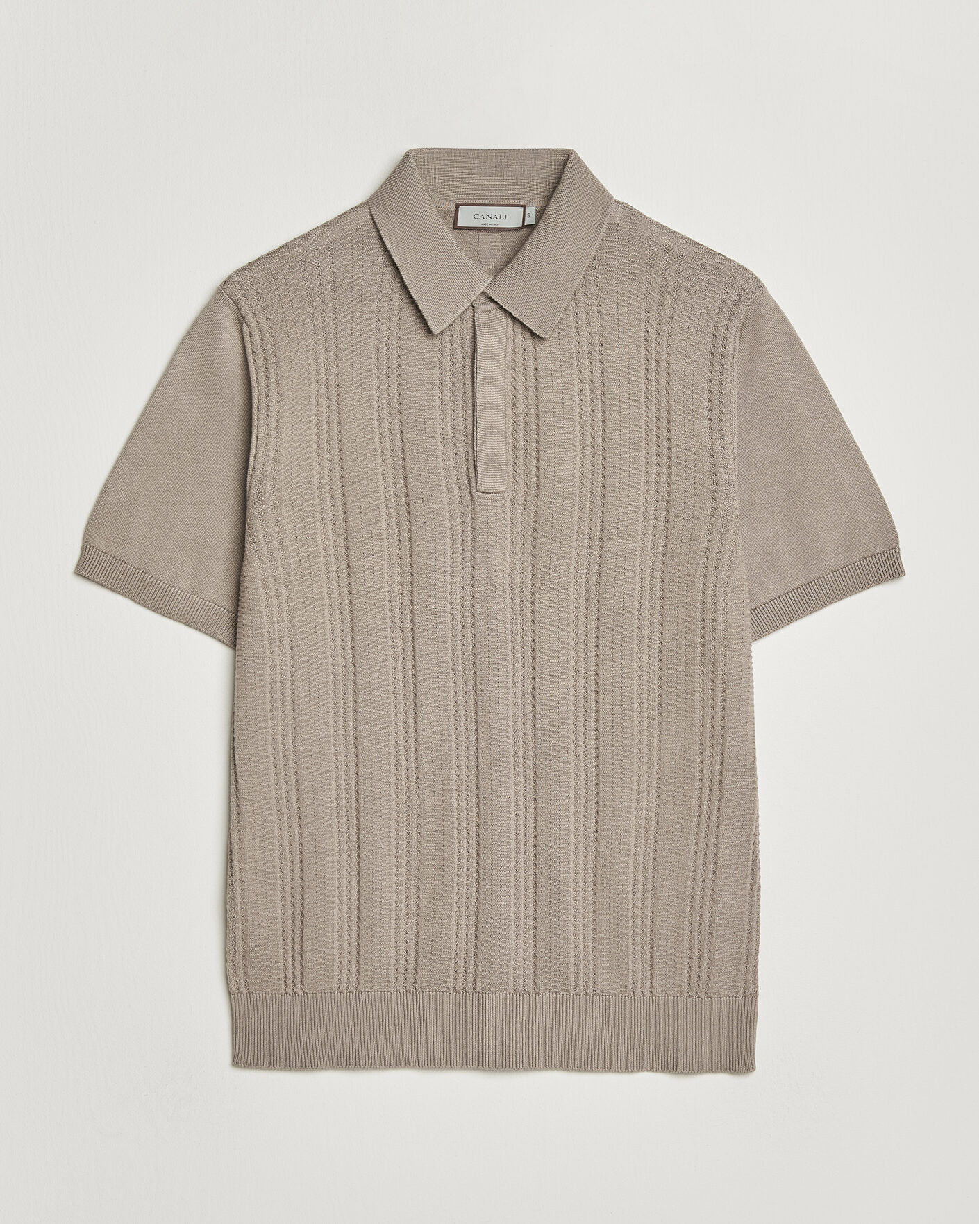 Herre | Pikéer | Canali | Jacquard Short Sleeve Polo Beige