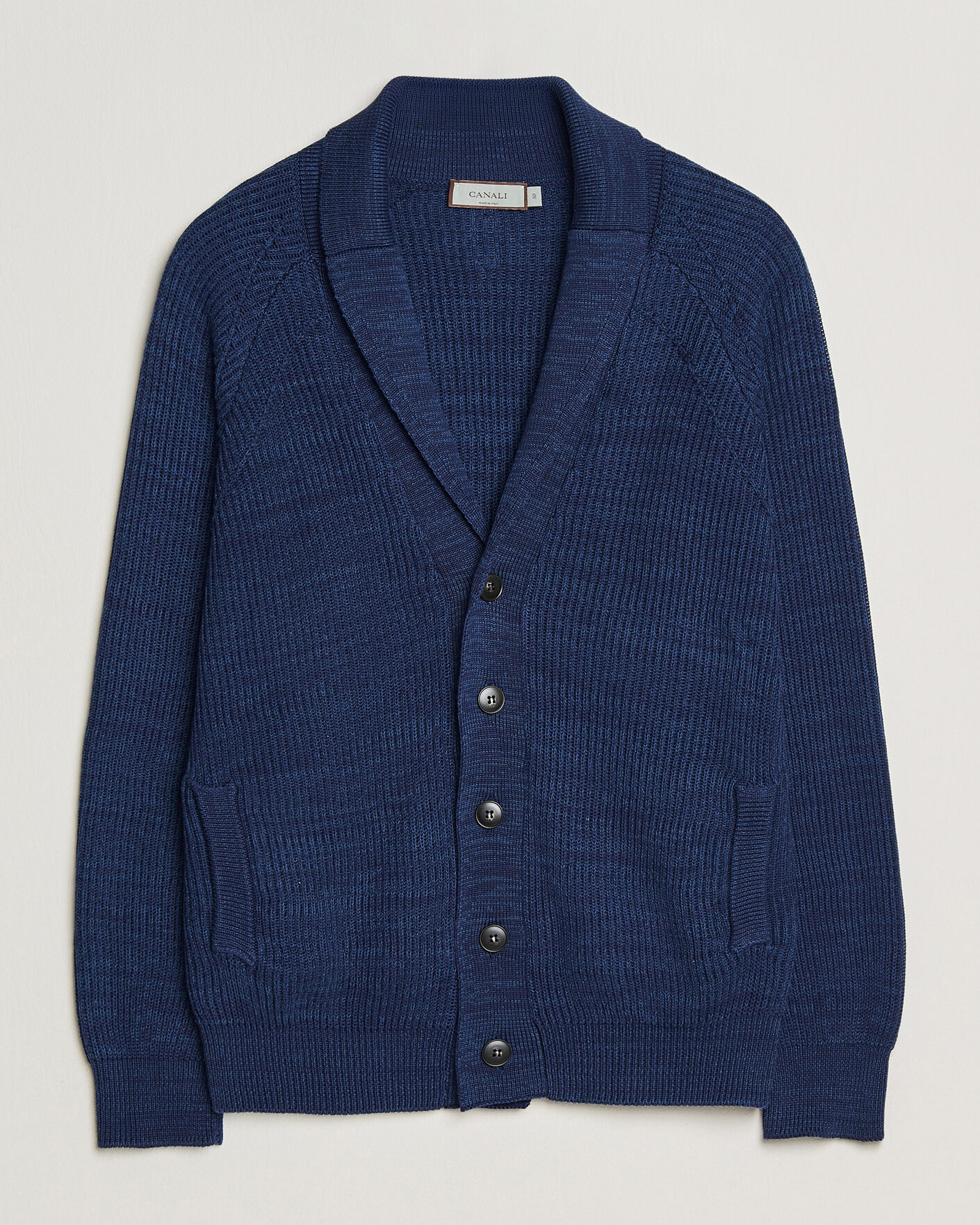 Herre | Gensere | Canali | Rib Knit Shawl Cardigan Navy
