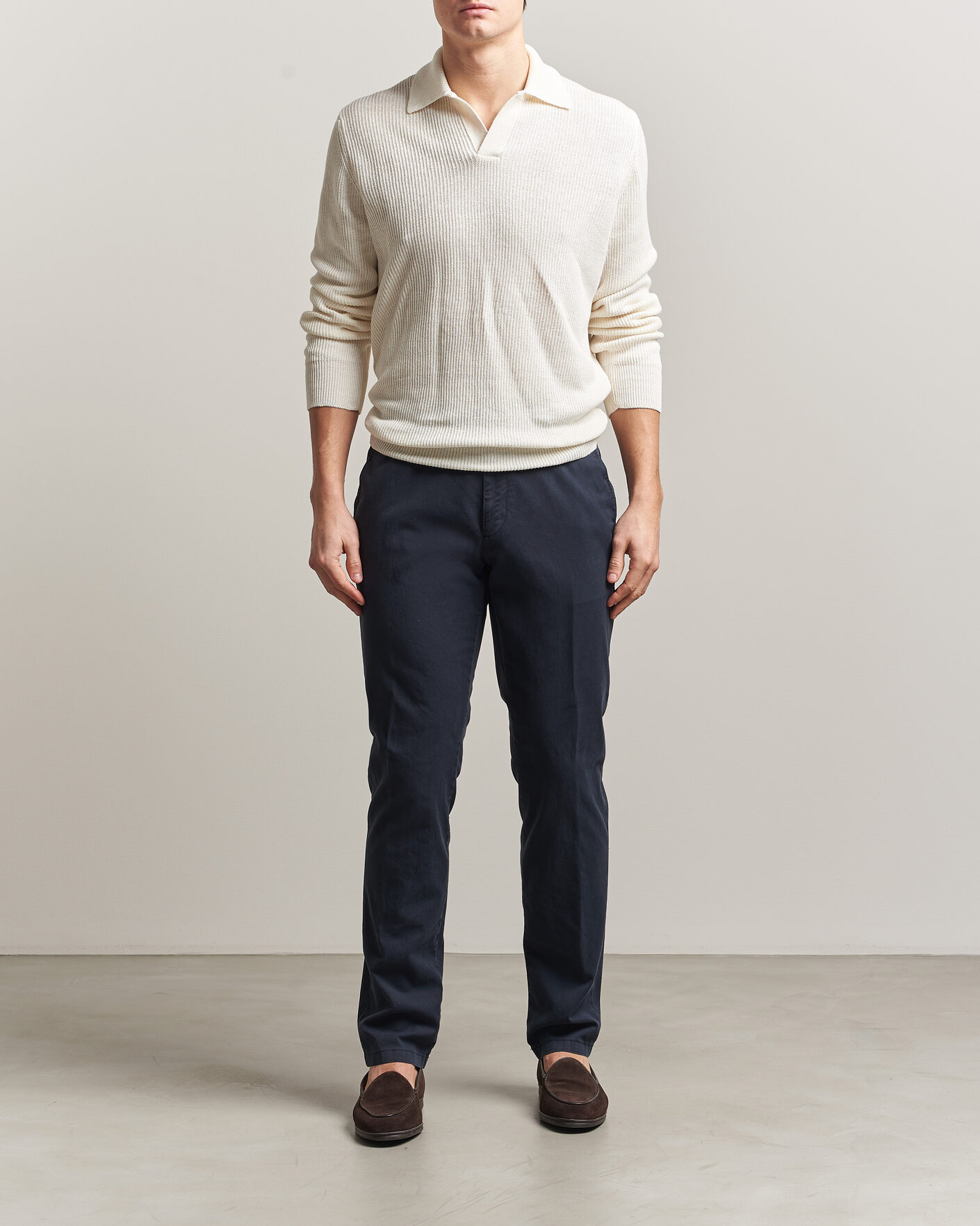 Herre | Bukser | Canali | Regular Fit Cotton/Stretch Chinos Navy
