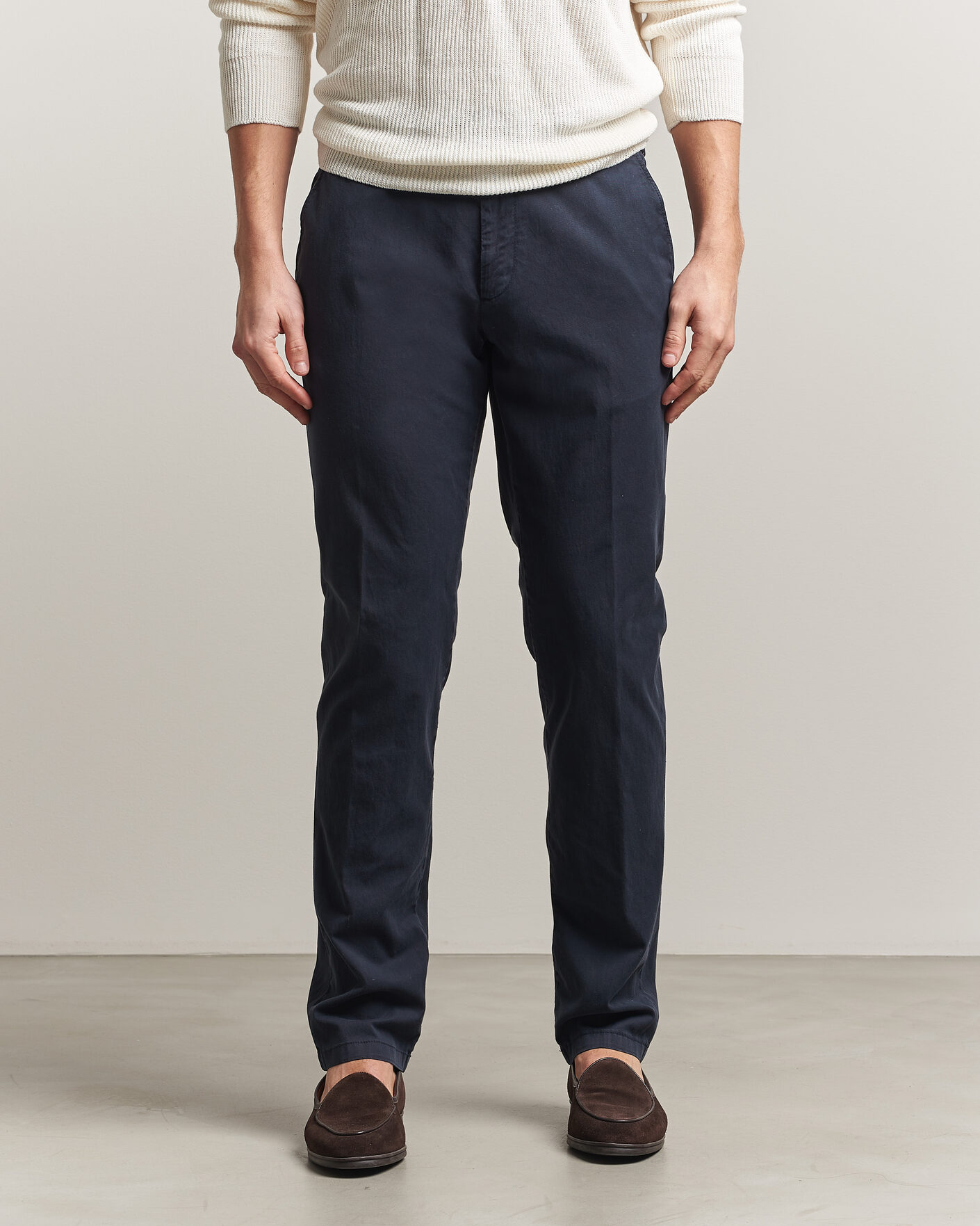 Herre | Bukser | Canali | Regular Fit Cotton/Stretch Chinos Navy