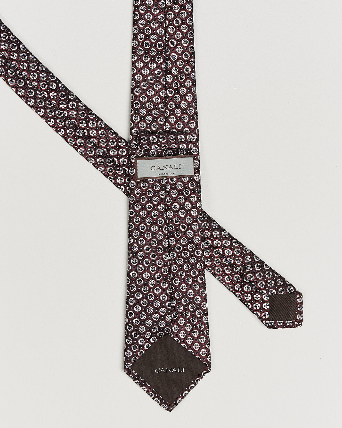 Herre | Slips | Canali | Jacquard Flower Silk Tie Burgundy