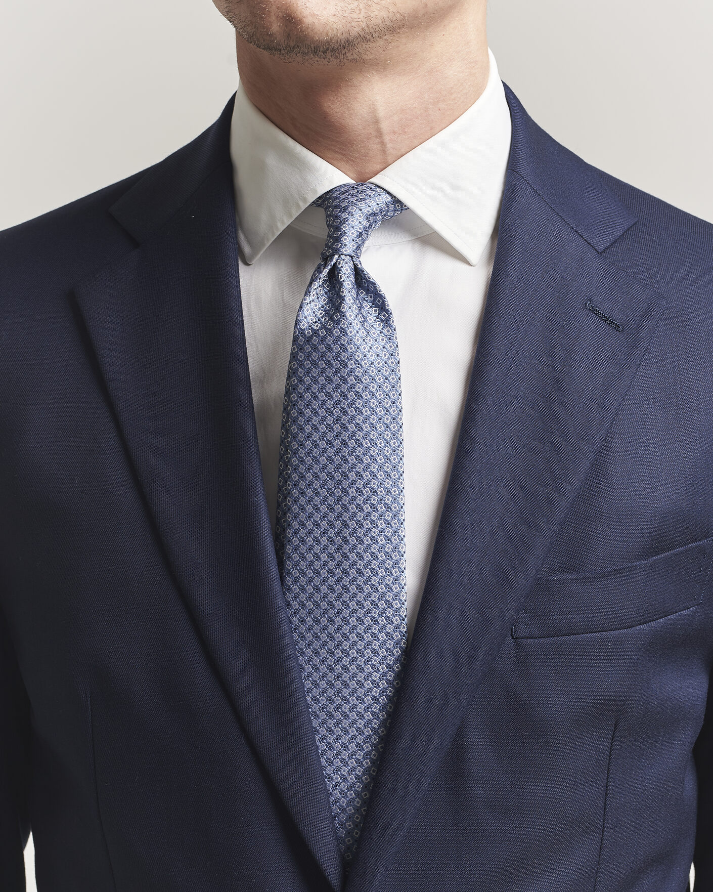 Herre | Slips | Canali | Micro Structure Silk Tie Light Blue