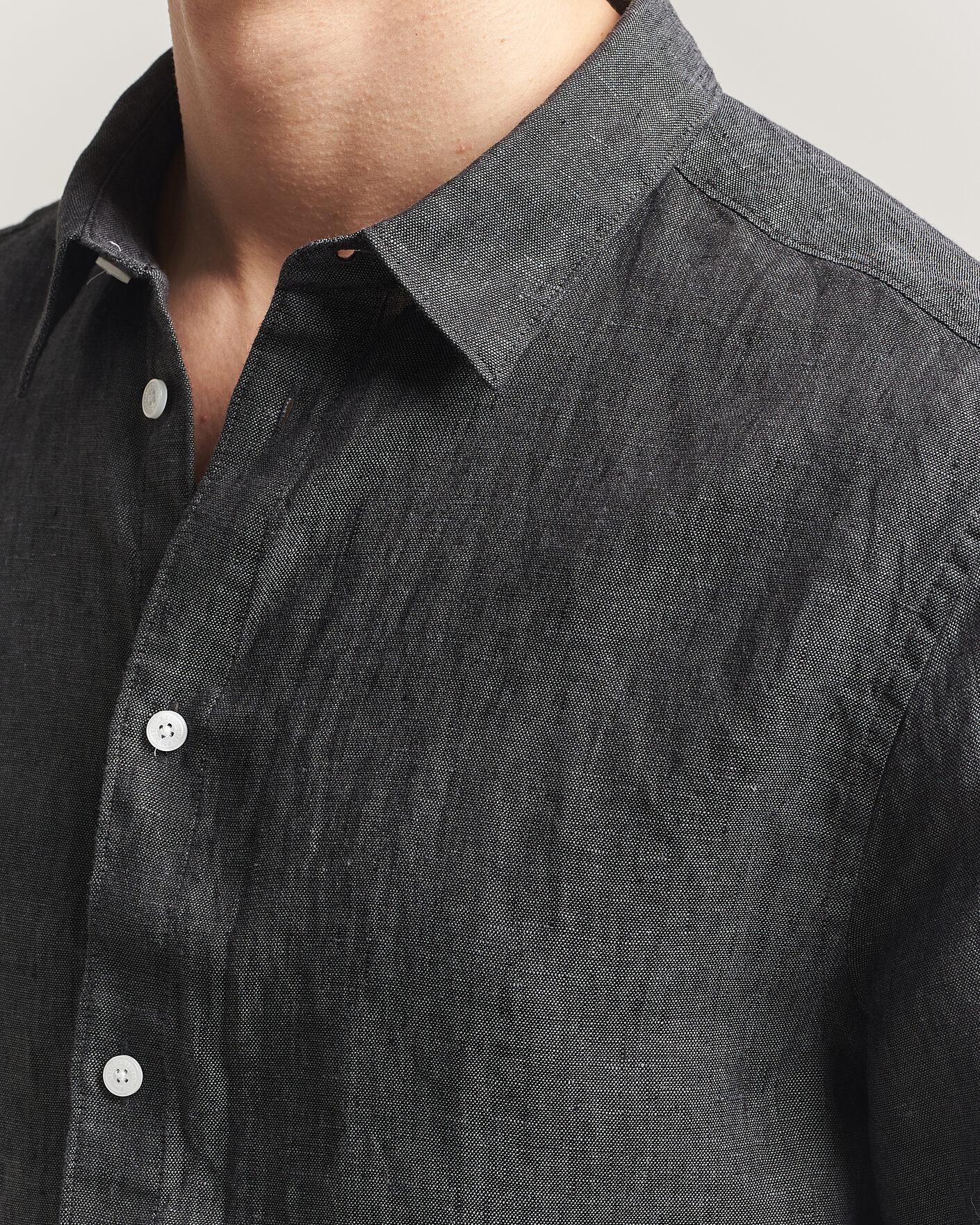 Herre | Skjorter | J.Lindeberg | Marlon Linen Melange Shirt Black