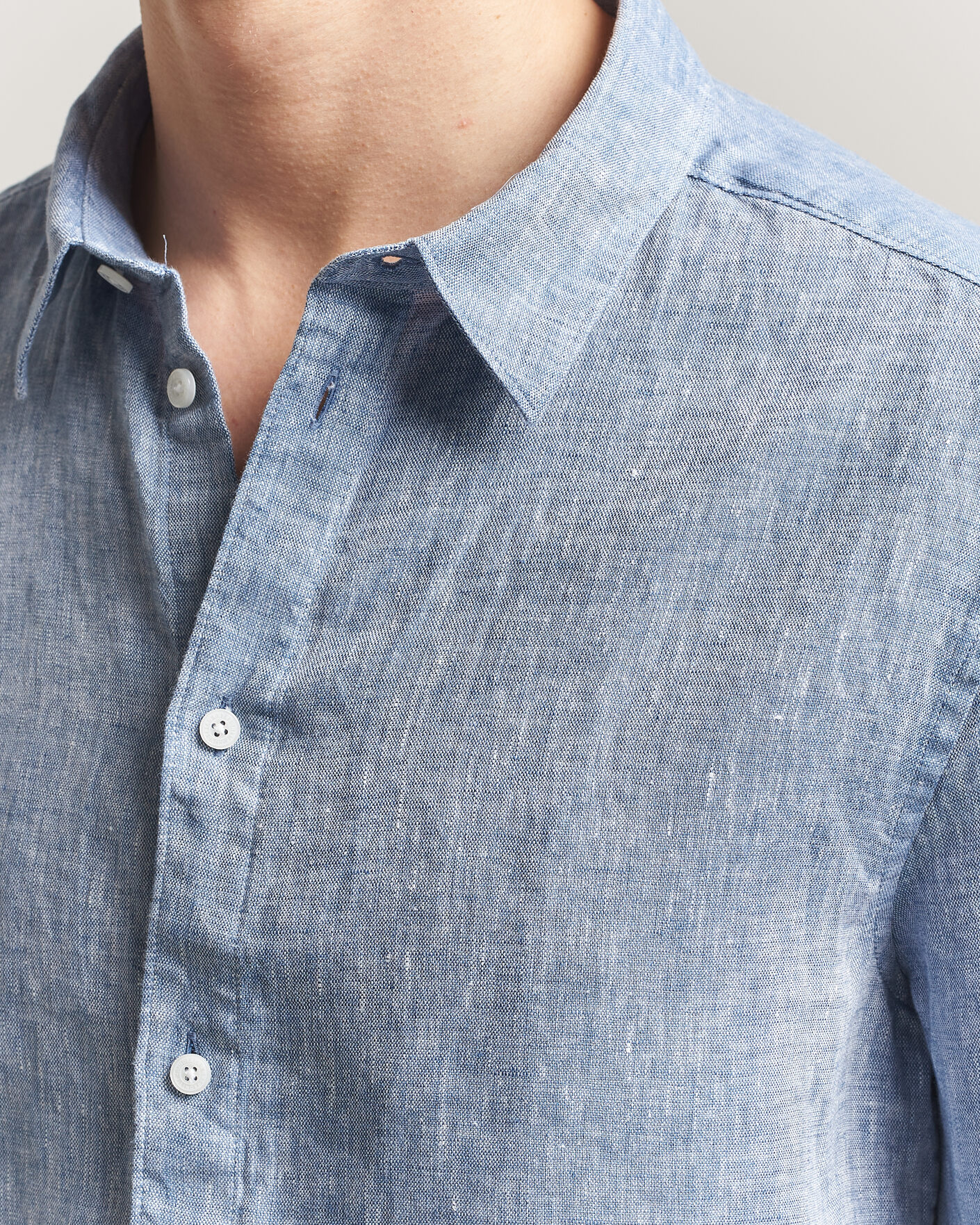 Herre | Skjorter | J.Lindeberg | Marlon Linen Melange Shirt Federal Blue