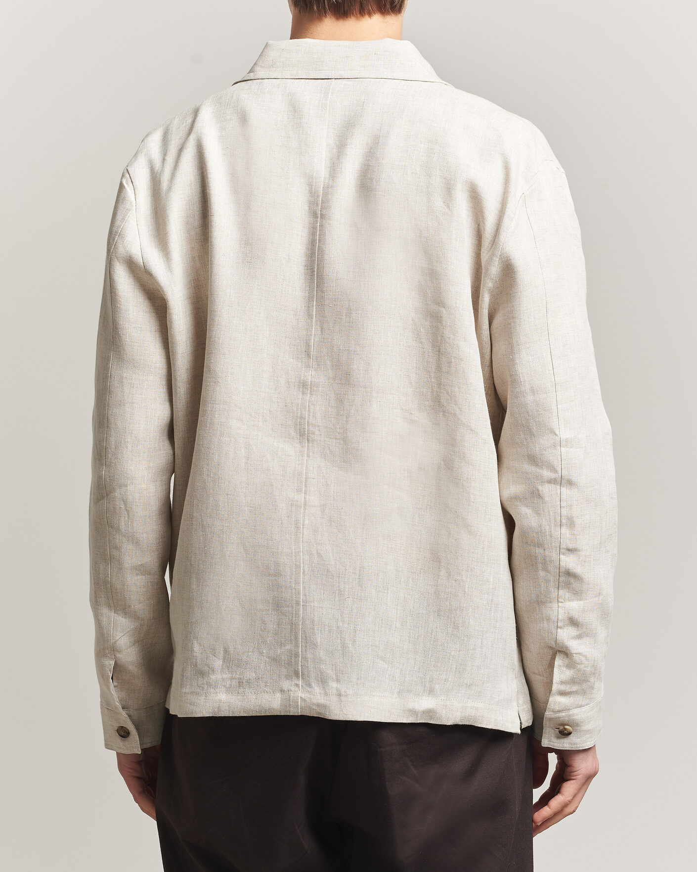 Herre | Skjorter | J.Lindeberg | Julius Drape Linen Overshirt Moonbeam
