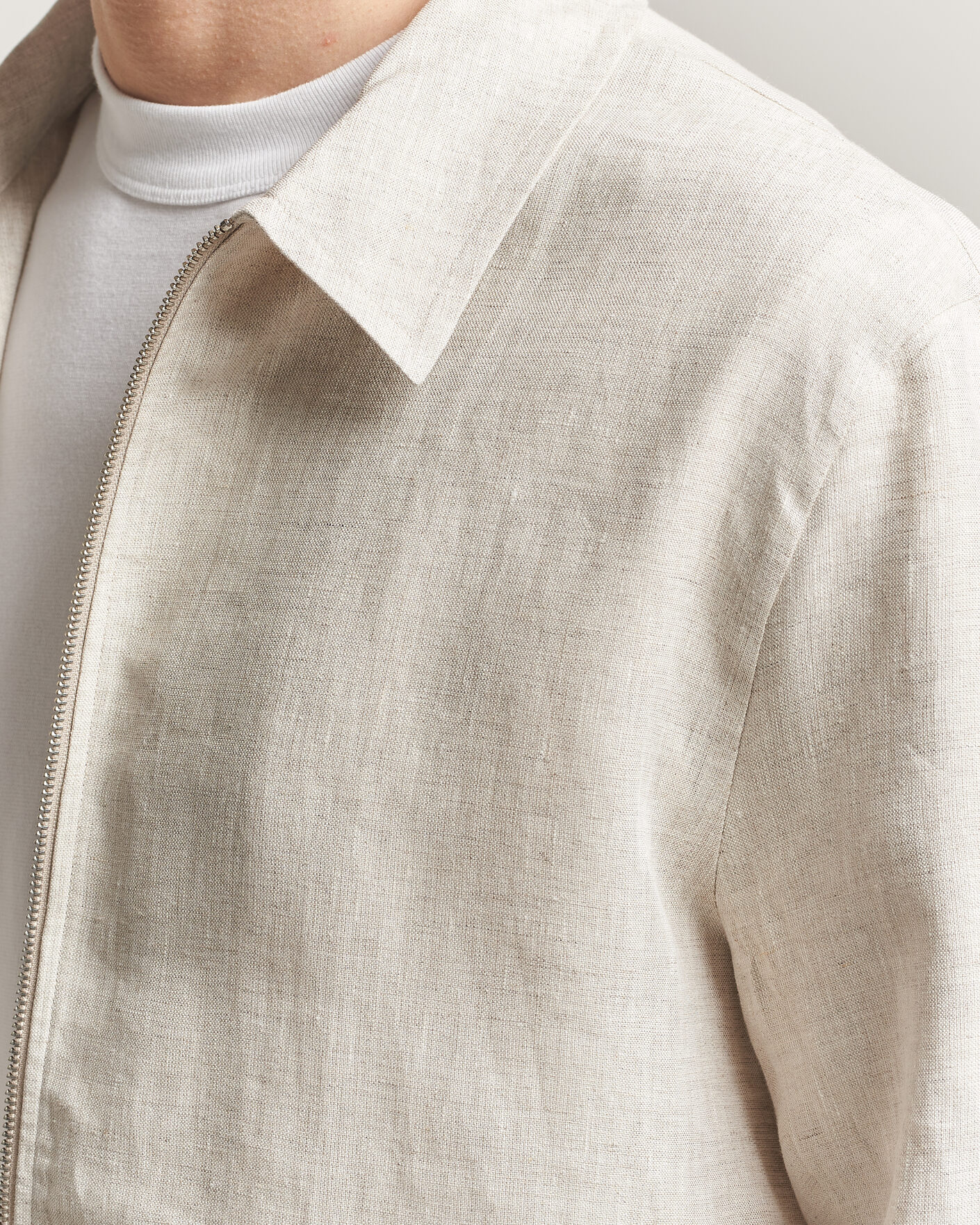 Herre | Skjorter | J.Lindeberg | Julius Drape Linen Overshirt Moonbeam