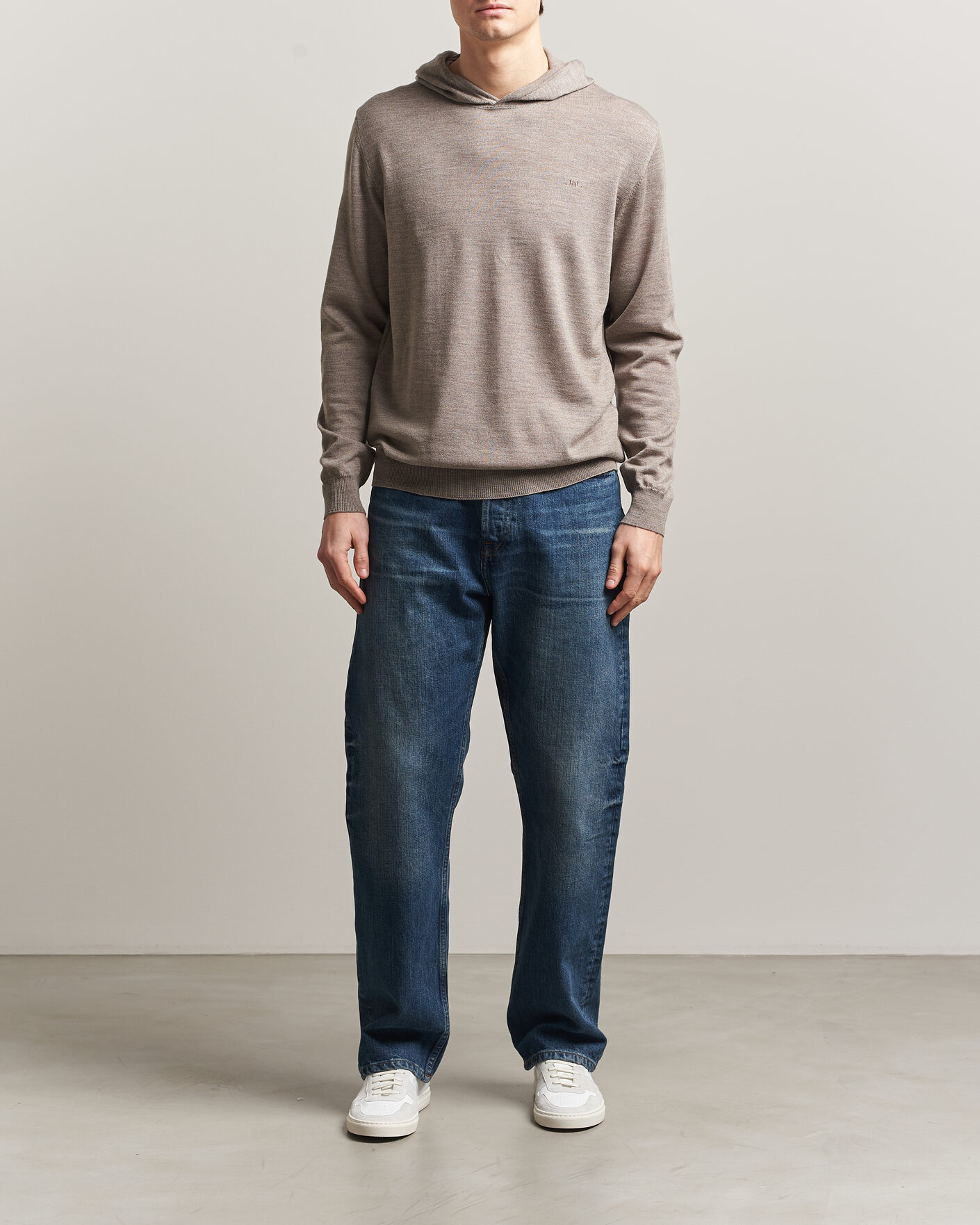 Herre | Gensere | J.Lindeberg | Karl Merino Hoodie Brindle Melange