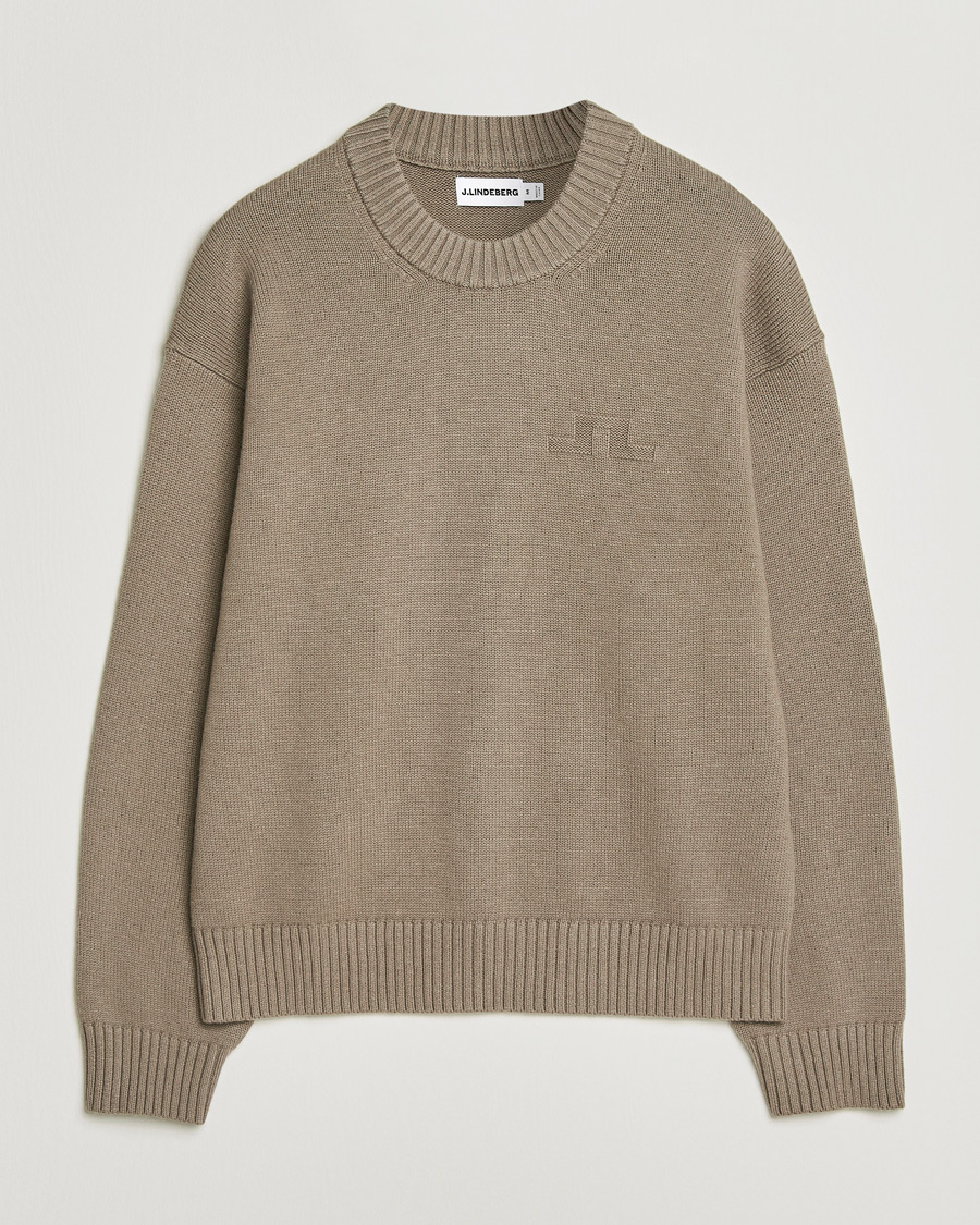 Herre | Gensere | J.Lindeberg | Eddy Cotton Wool Crew Neck Brindle