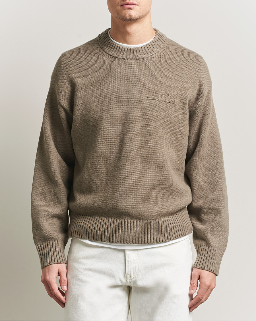 Herre | Gensere | J.Lindeberg | Eddy Cotton Wool Crew Neck Brindle