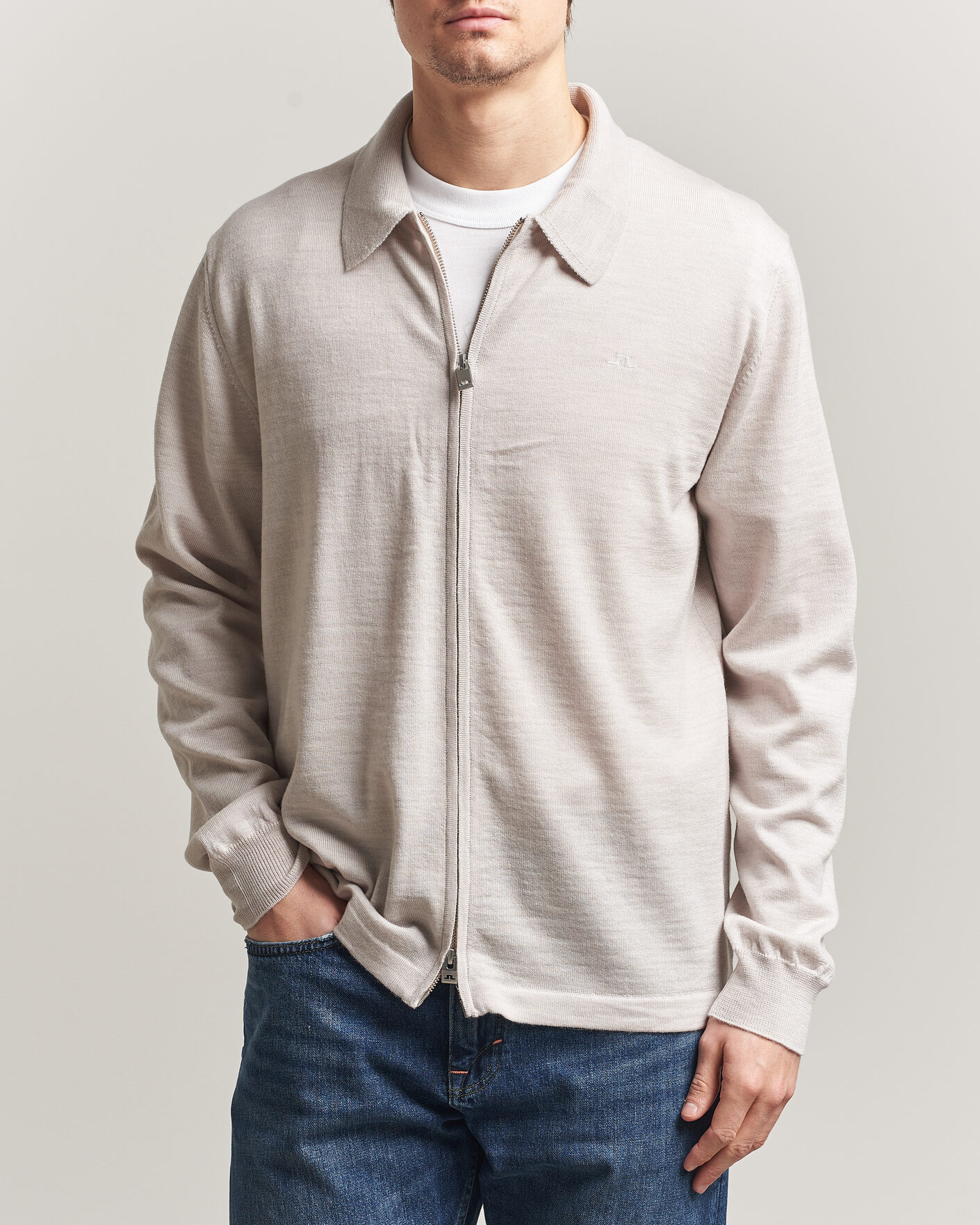 Herre | Gensere | J.Lindeberg | Kaleb Merino Cardigan Moonbeam Melange