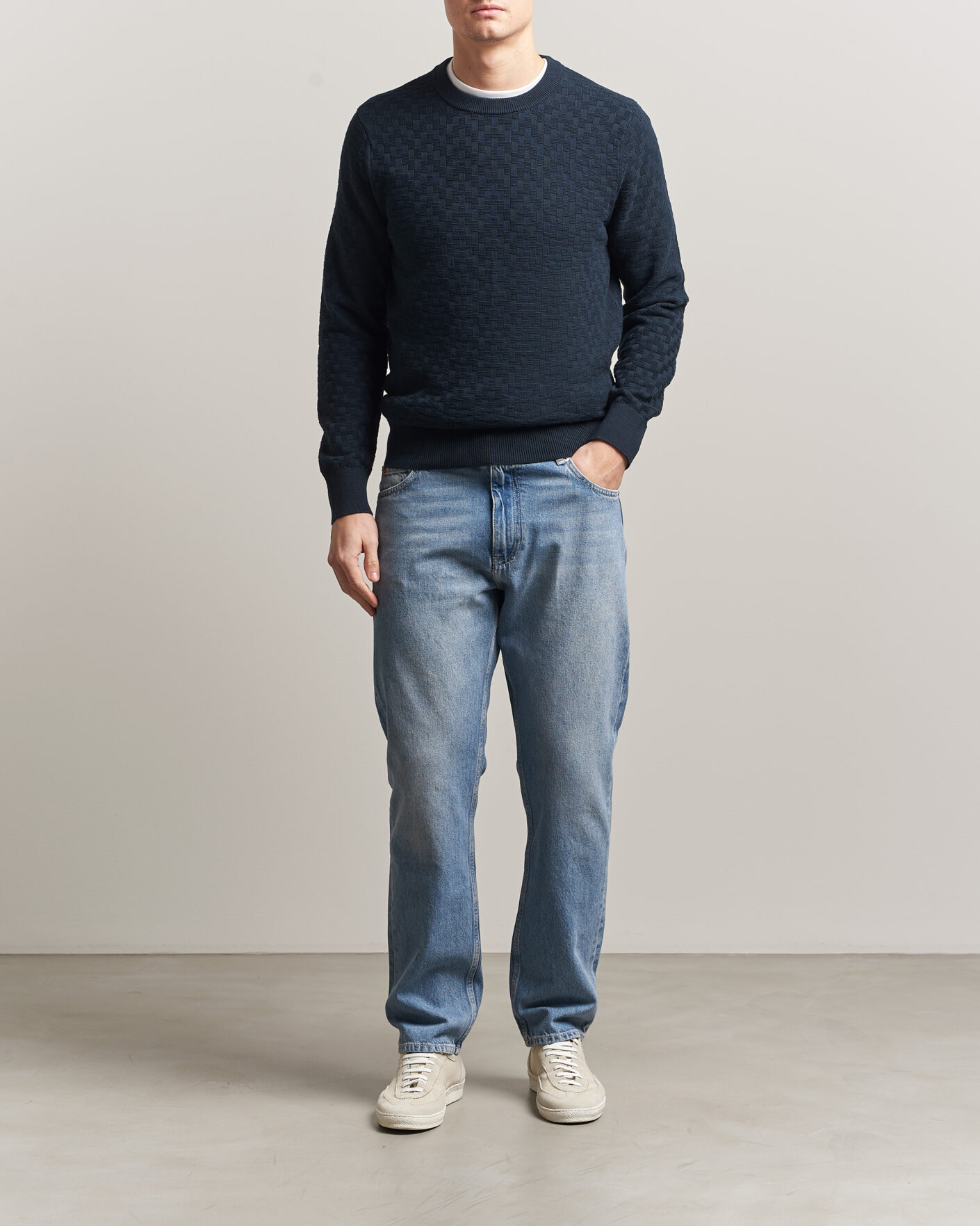 Herre | Gensere | J.Lindeberg | Arthur Knit Cotton Sweater JL Navy