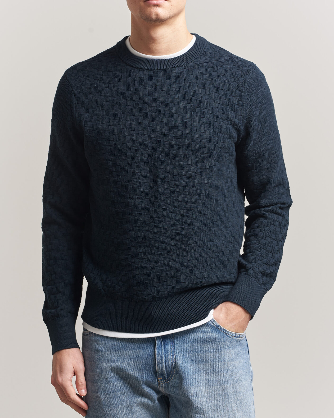 Herre | Gensere | J.Lindeberg | Arthur Knit Cotton Sweater JL Navy