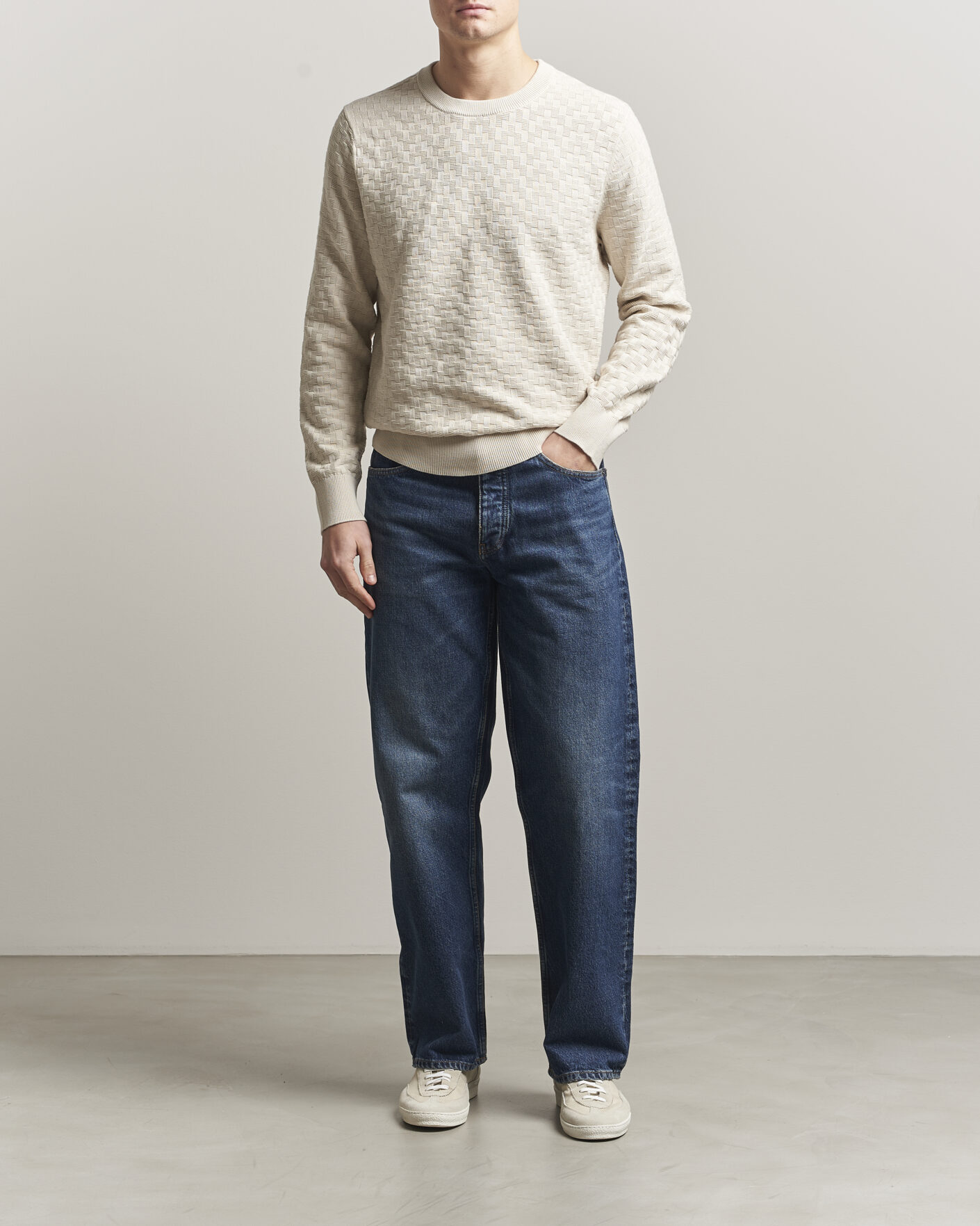 Herre | Gensere | J.Lindeberg | Arthur Knit Cotton Sweater Moonbeam