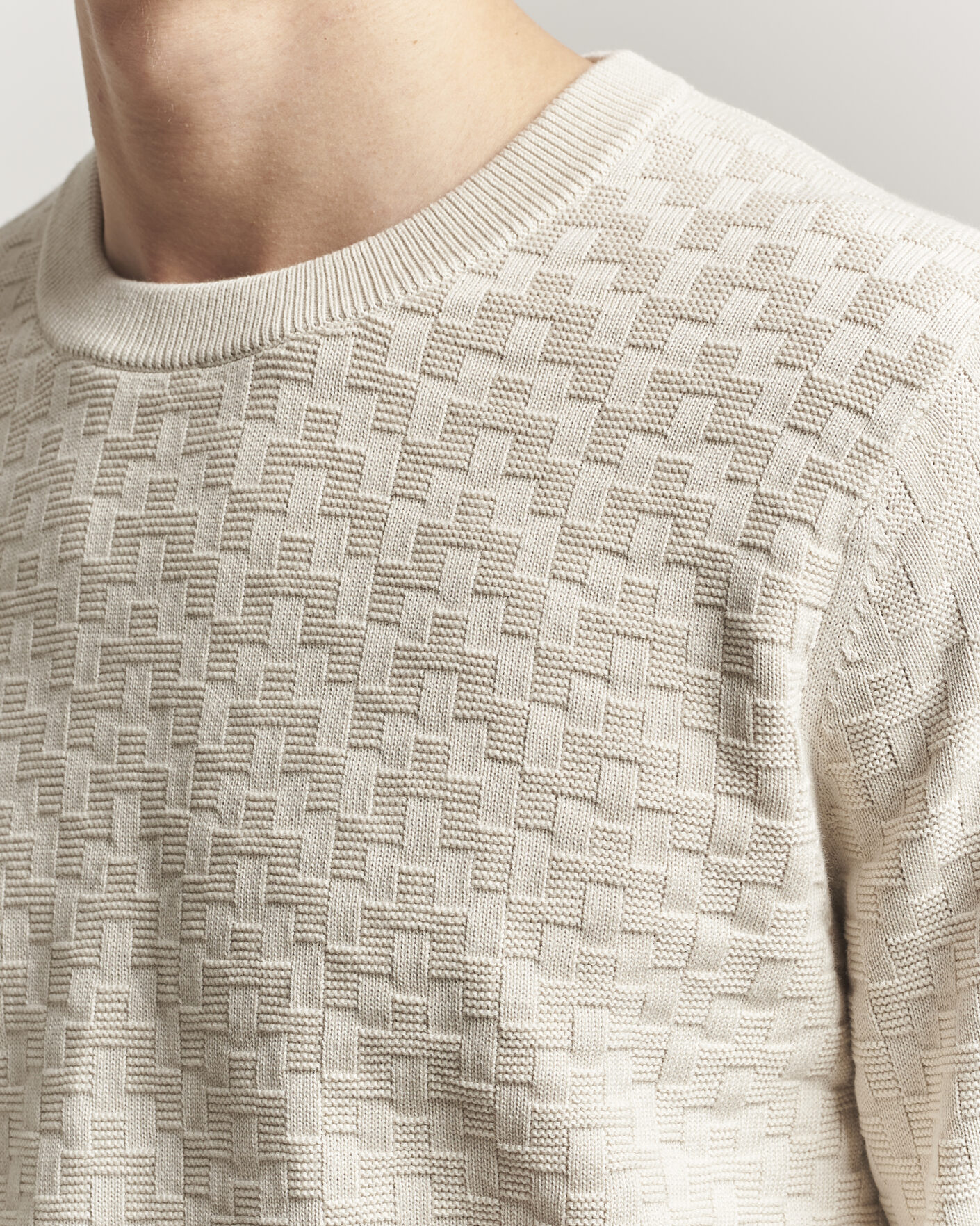 Herre | Gensere | J.Lindeberg | Arthur Knit Cotton Sweater Moonbeam