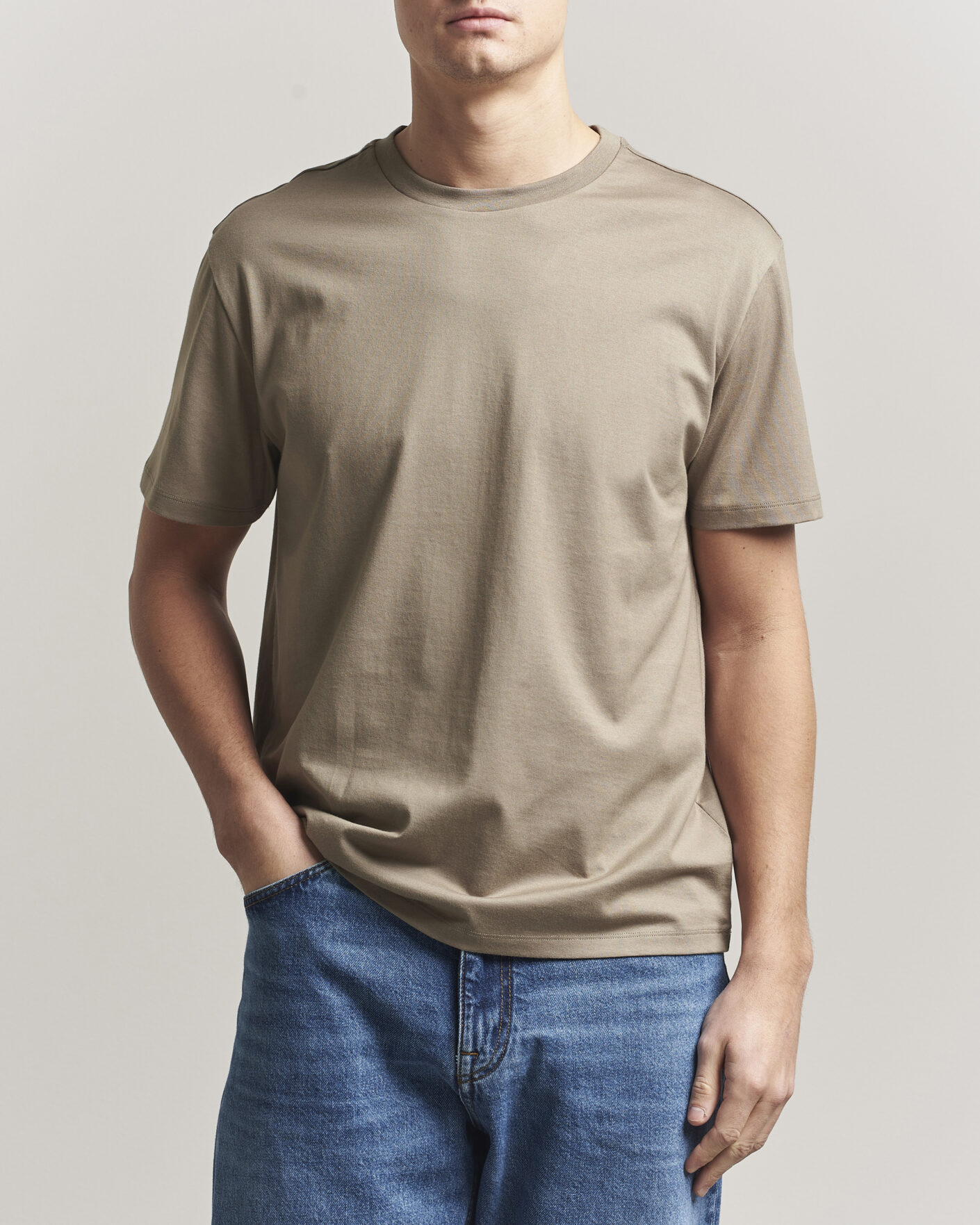 Herre | T-Shirts | J.Lindeberg | Sid Basic T-Shirt Brindle