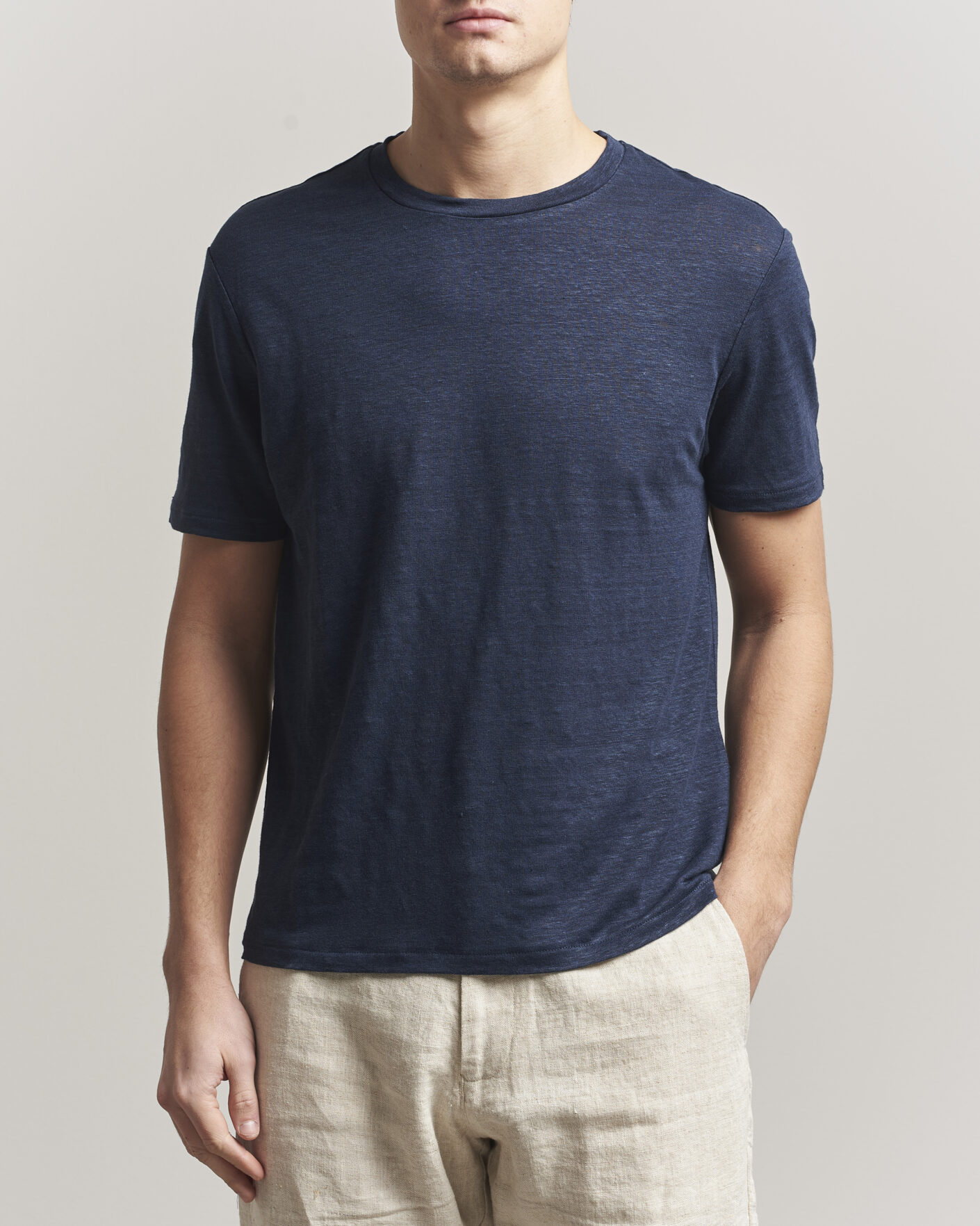 Herre | T-Shirts | J.Lindeberg | Coma Linen T-Shirt JL Navy