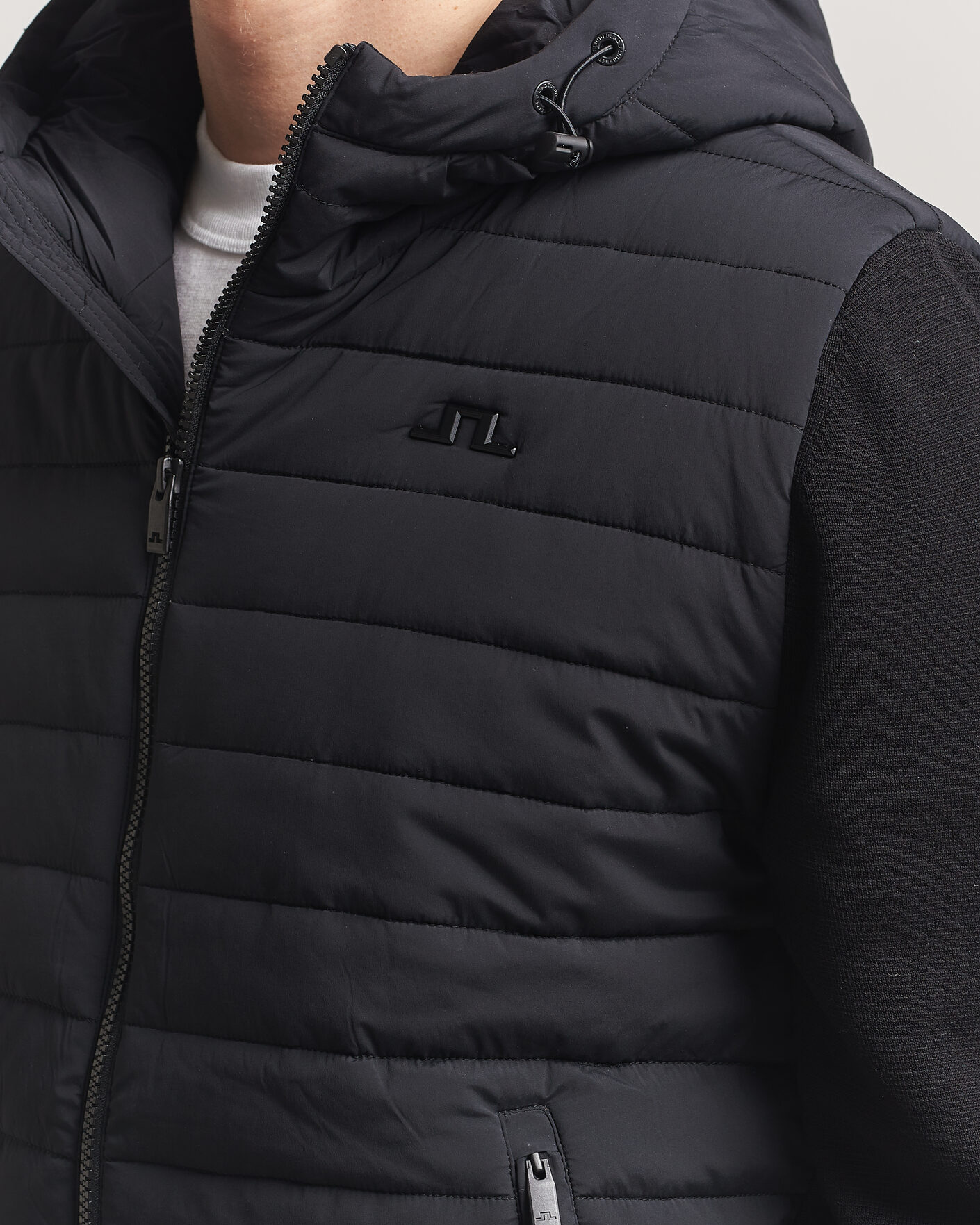 Herre | Jakker | J.Lindeberg | Ebbe Hybrid Knit Hoodie Black