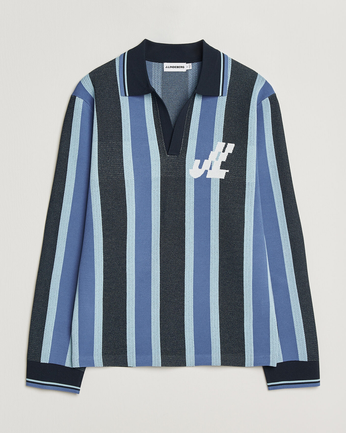 Herre | Pikéer | J.Lindeberg | Silas Stripe Polo Knit JL Navy