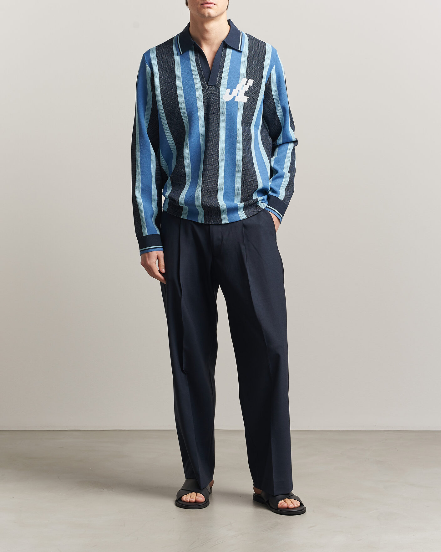 Herre | Pikéer | J.Lindeberg | Silas Stripe Polo Knit JL Navy